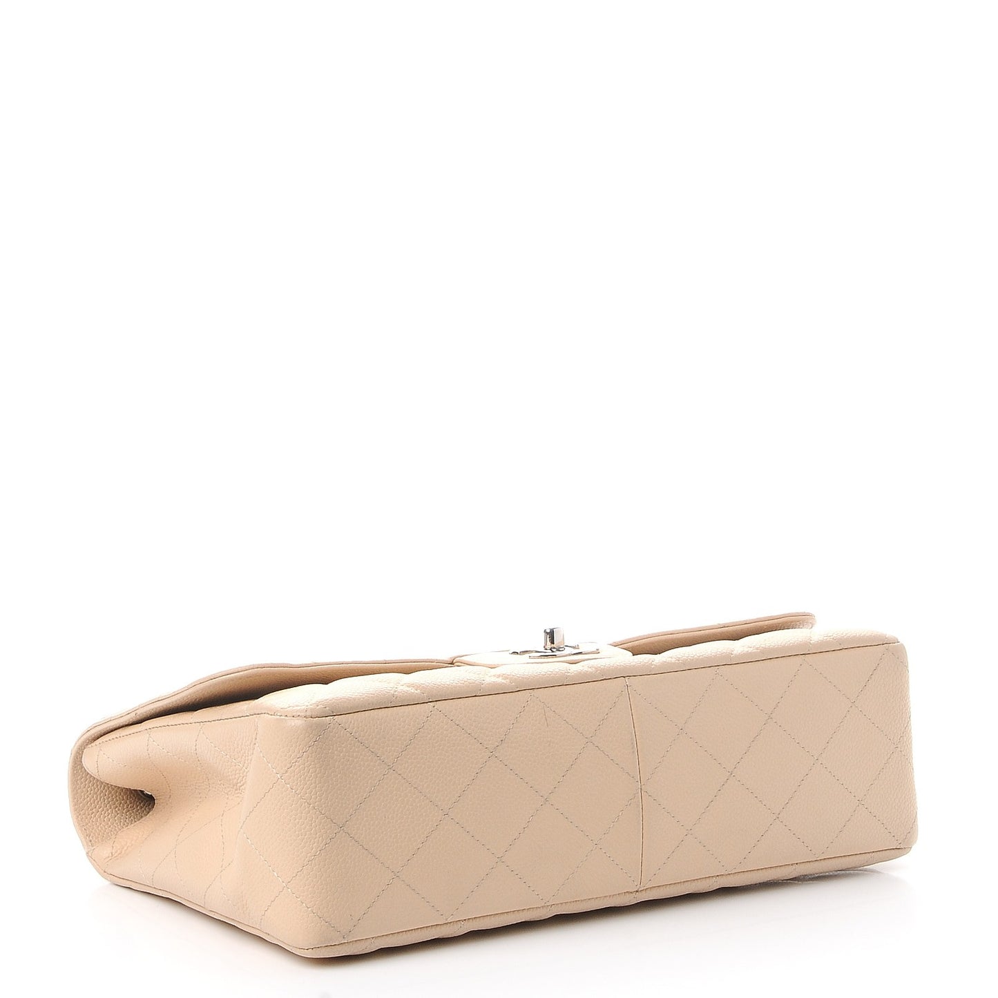 Caviar Quilted Jumbo Single Flap Beige Clair