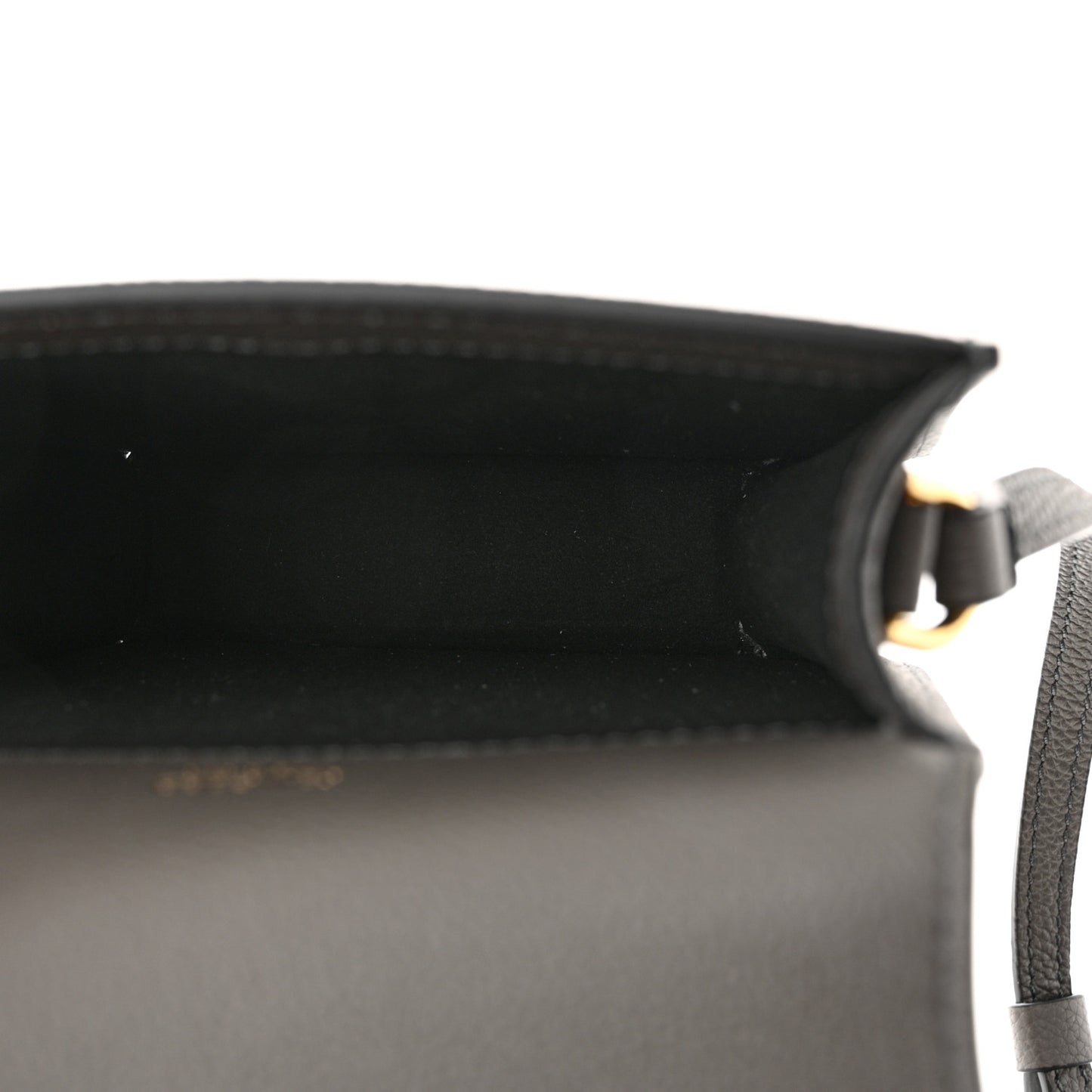 Grained Calfskin Mini T Clasp Tara Bag On Strap Graphite