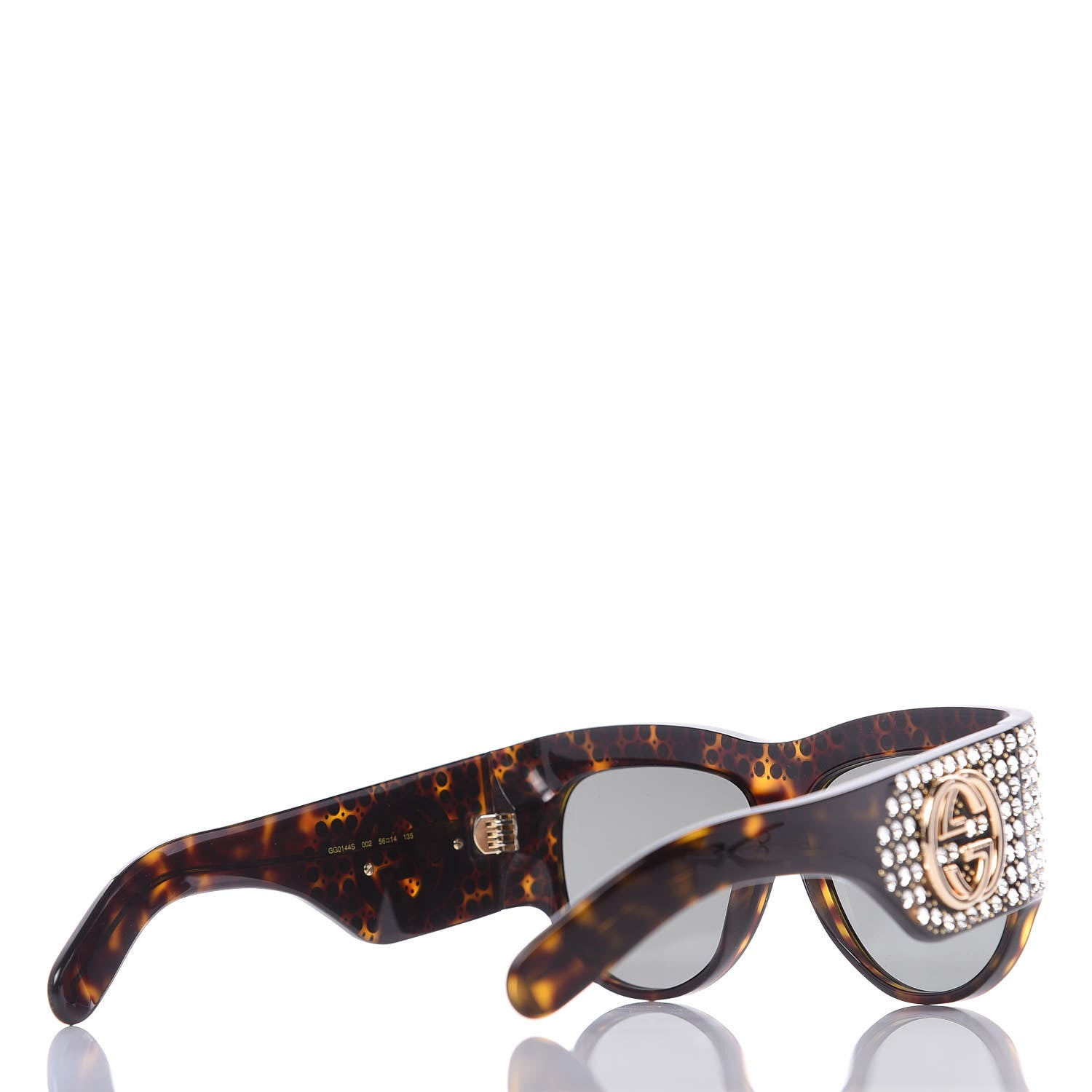Gucci Acetate Crystal Oversize Hollywood Forever Sunglasses GG0144S Tortoiseshell 4 of 10