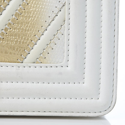 Chanel Lizard Chevron Small Boy Flap White Gold 10 of 11