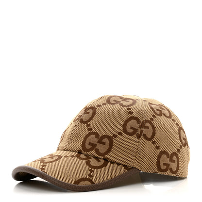 Gucci Monogram Jumbo GG Baseball Hat L 58 Camel Ebony 1 of 14