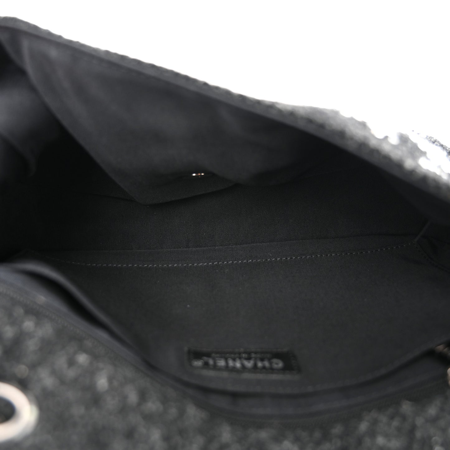 Tweed Swarovski Crystal Leopard Jumbo Flap  Black