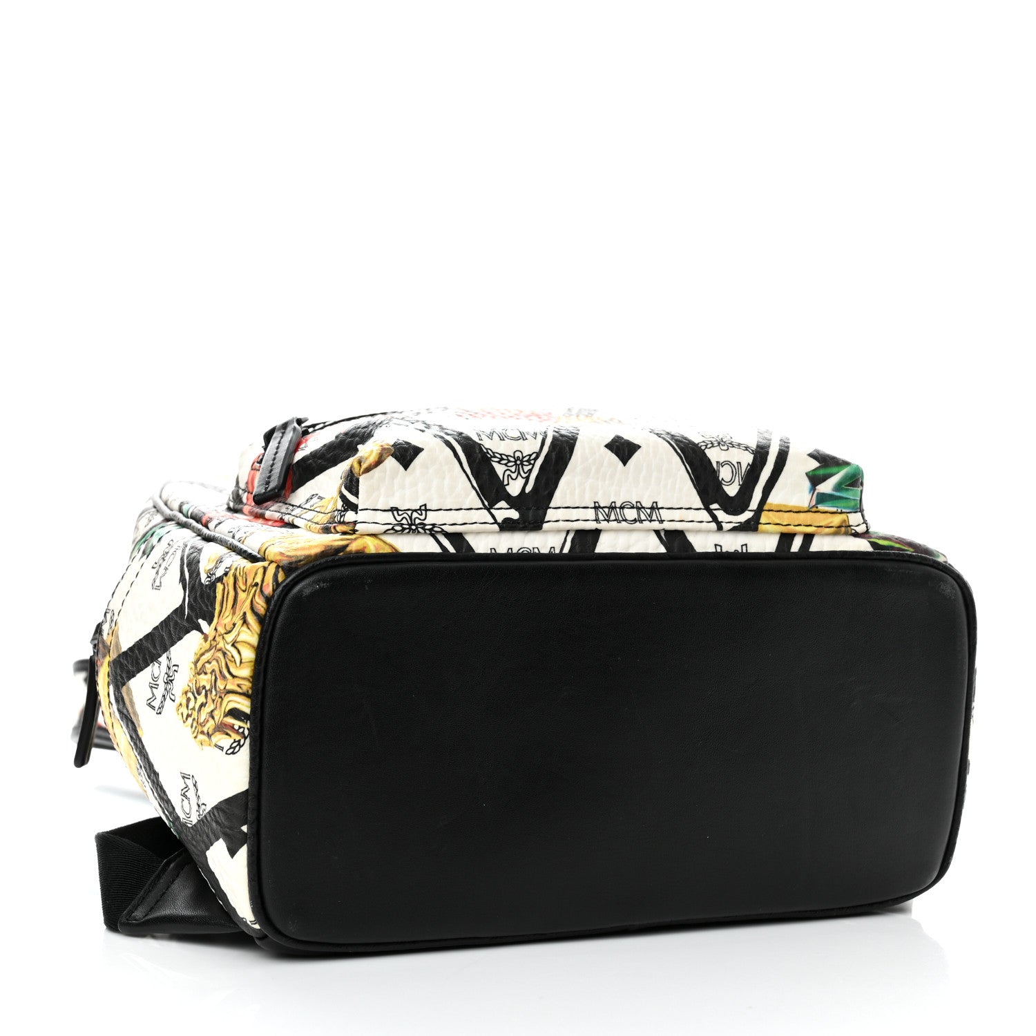 MCM Visetos Calfskin Motif Rombi Lion Printed Small Backpack White 4 of 9
