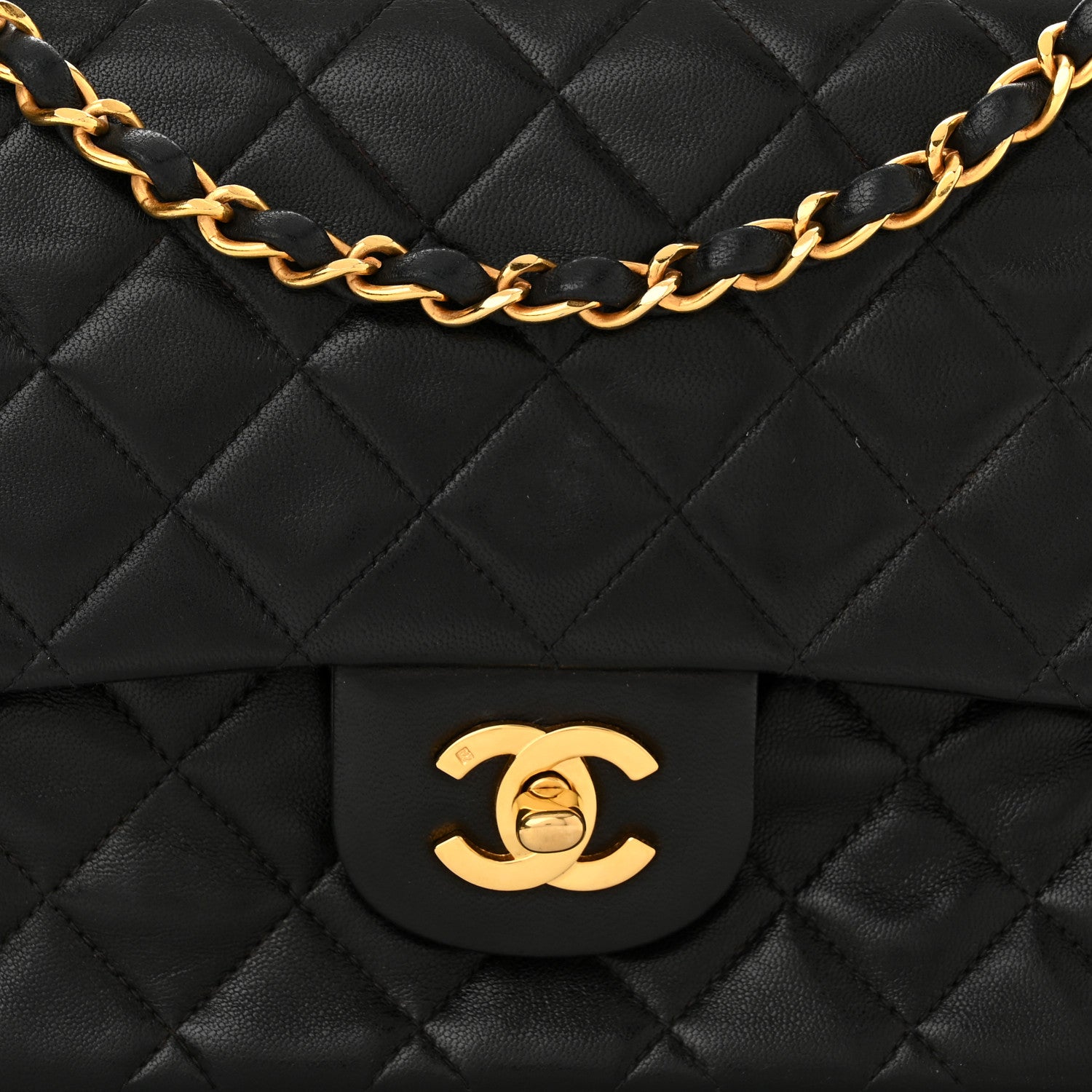 Chanel Lambskin Quilted Medium Double Flap Black 8 of 10
