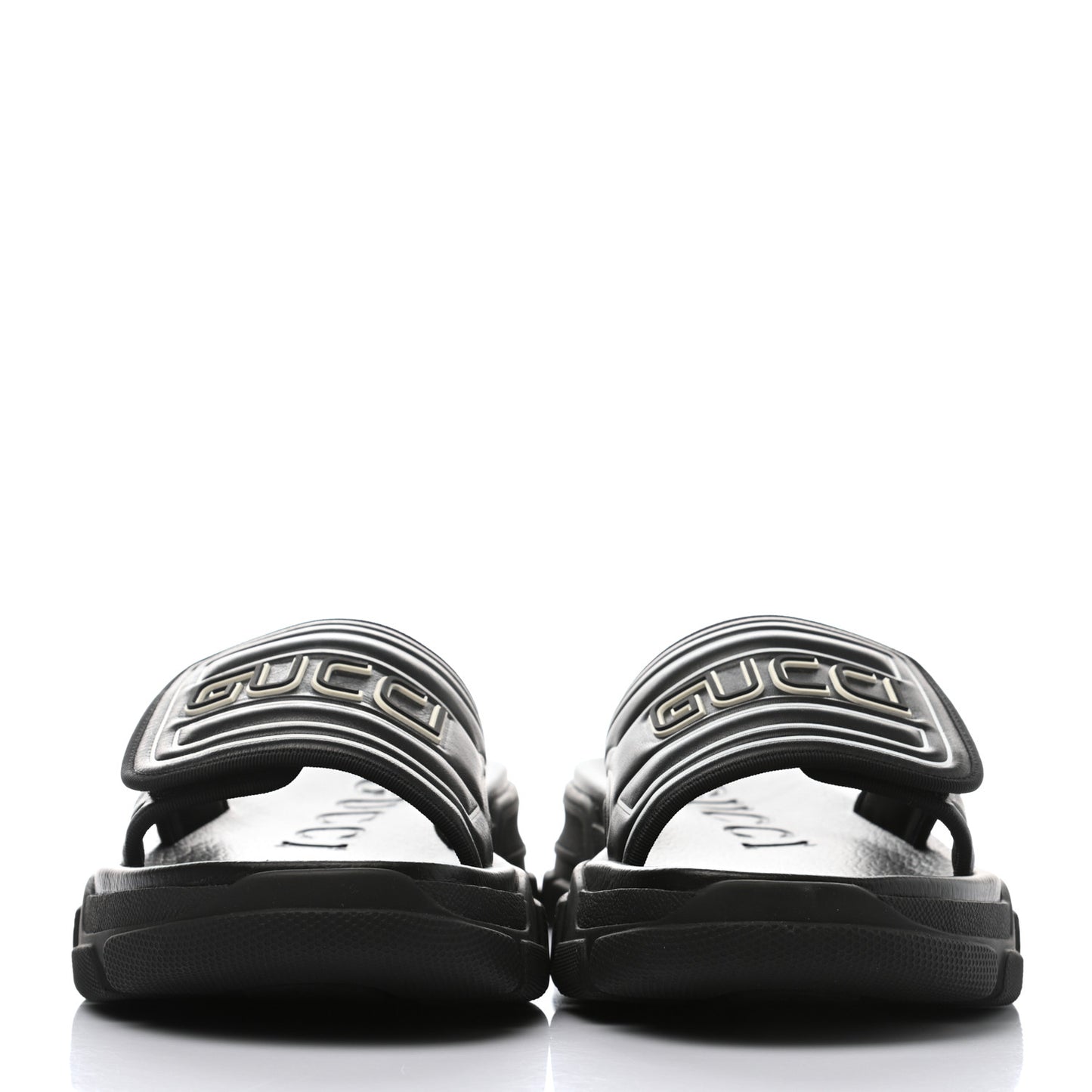 Nappa Grosgrain Logo Mens Velcro Chunky Slide Sandals 8 Black