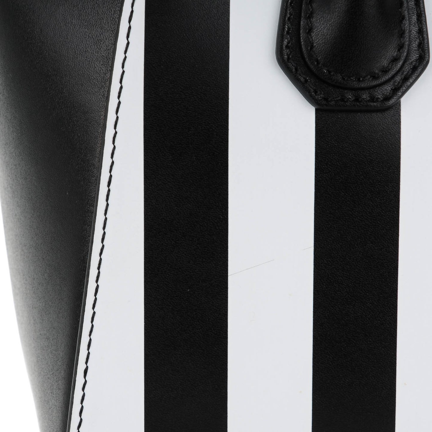 Calfskin Striped Mini Antigona Black White