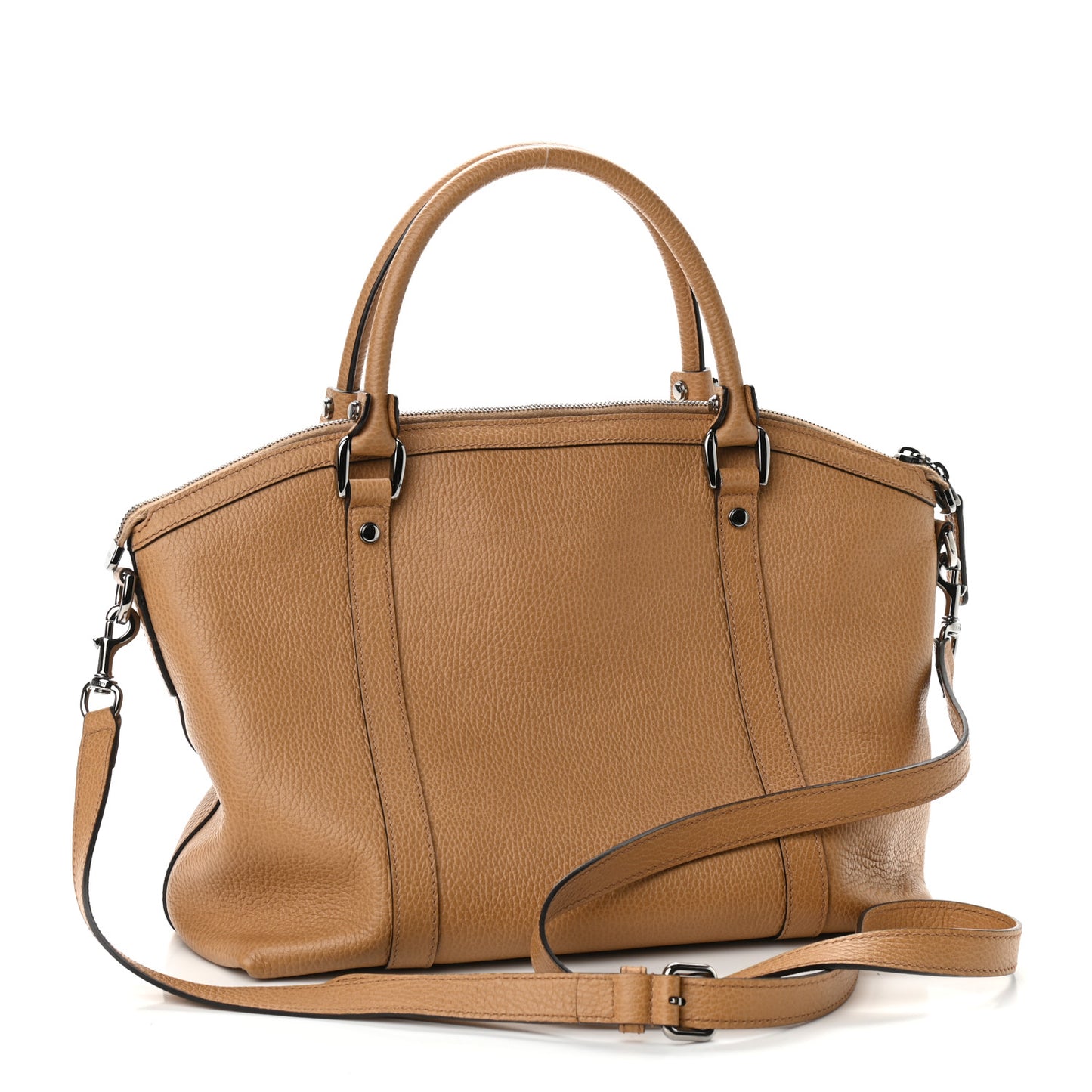 Pebbled Calfskin Medium GG Convertible Dome Satchel Beige