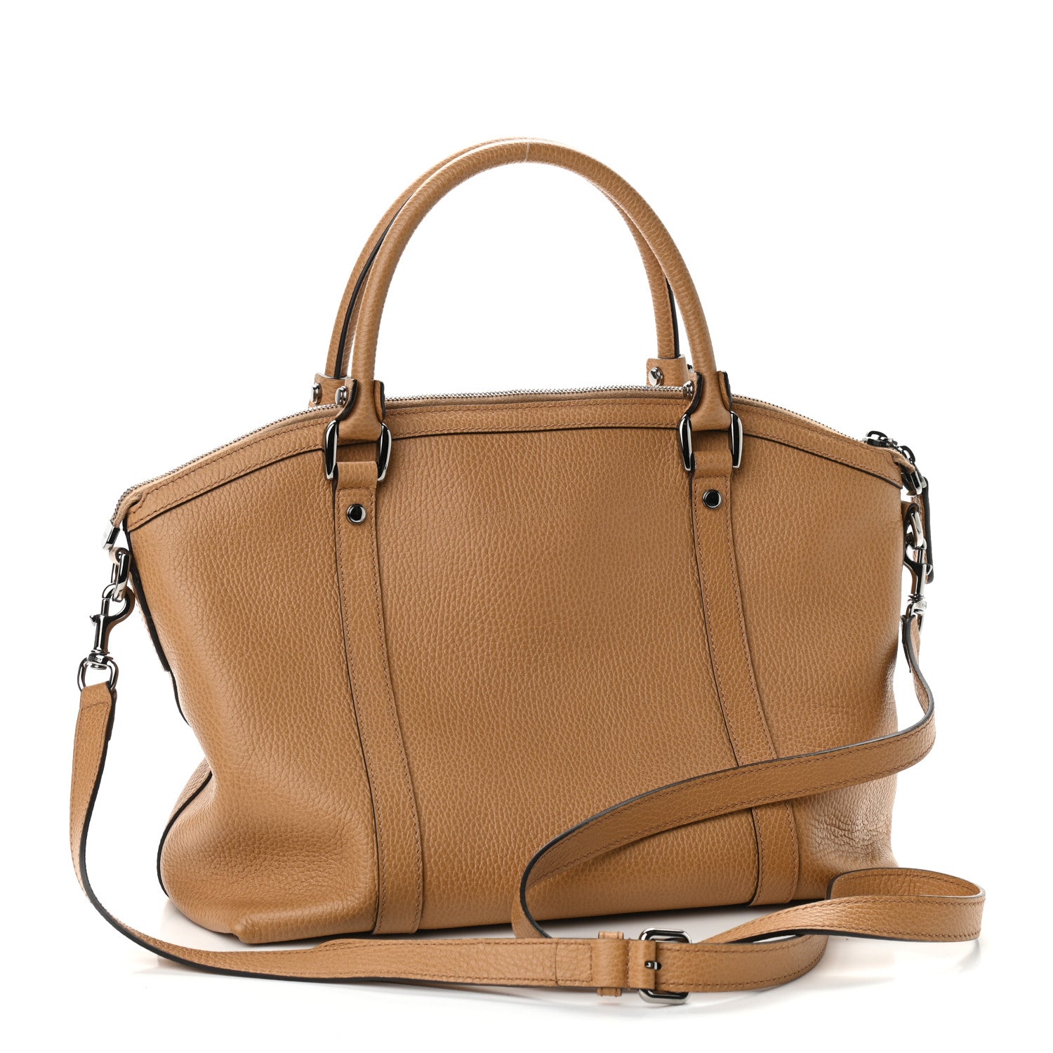 Gucci Pebbled Calfskin Medium GG Convertible Dome Satchel Beige 3 of 12