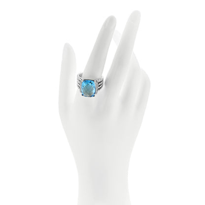 David Yurman Sterling Silver Diamond Blue Topaz 16mm Wheaton Ring 61 9.5 2 of 6