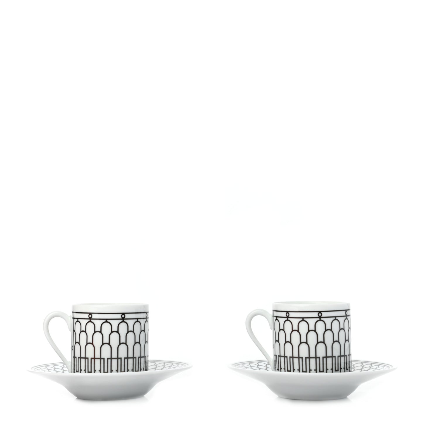 Porcelain H Deco Coffee Cup And Saucer Set Of 2 Black