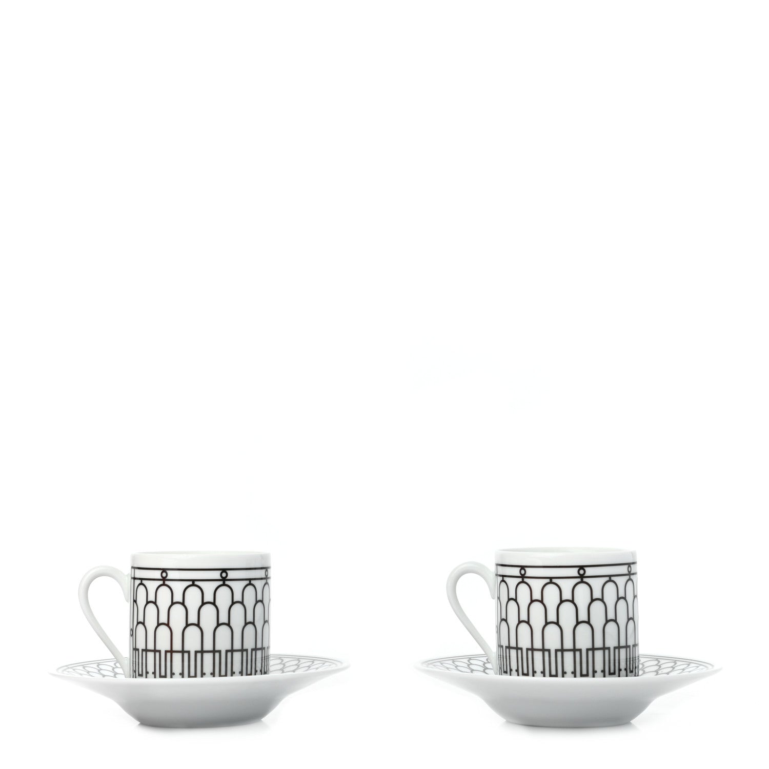 Hermes Porcelain H Deco Coffee Cup And Saucer Set Of 2 Black 1 of 9