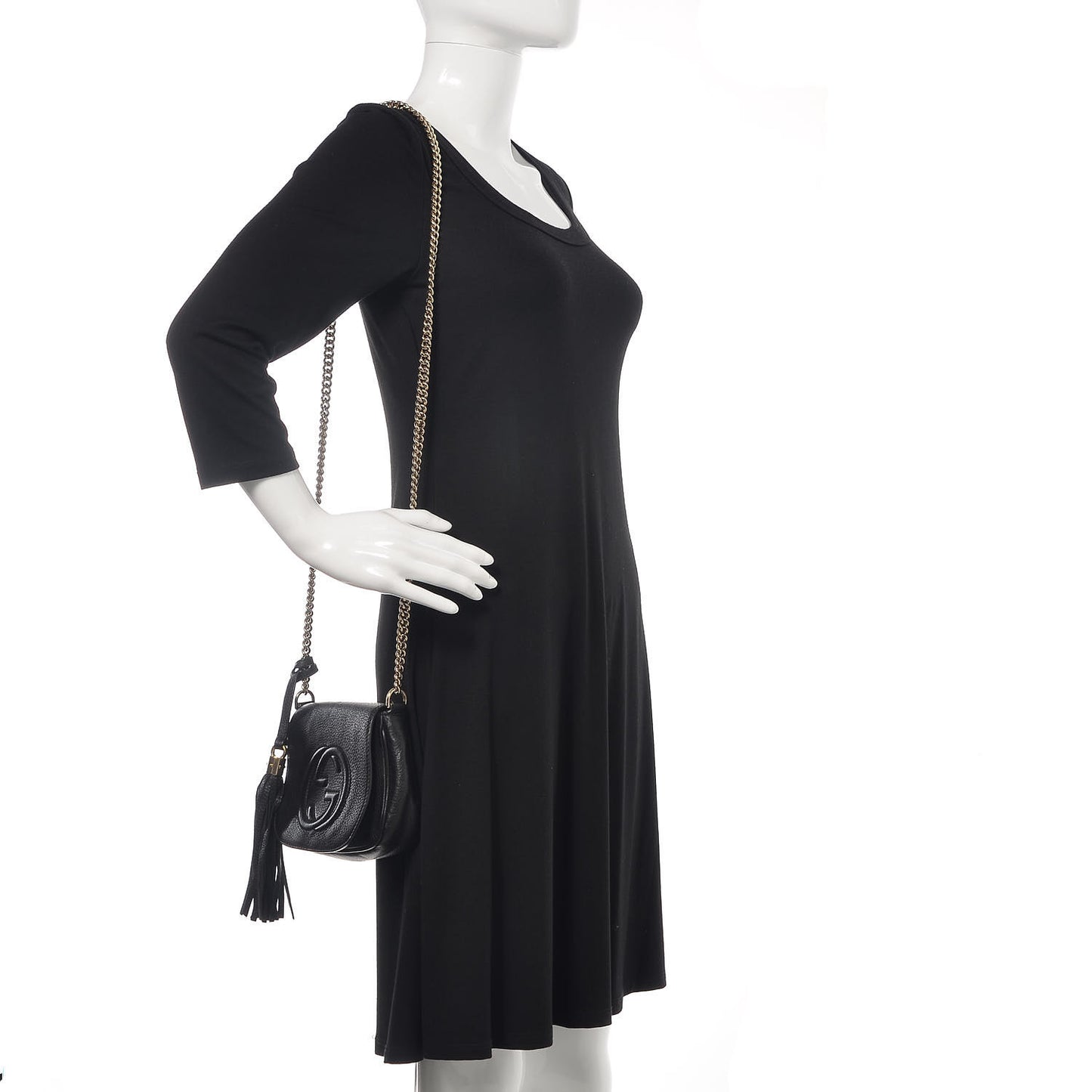 Pebbled Calfskin Small Soho Flap Crossbody Black