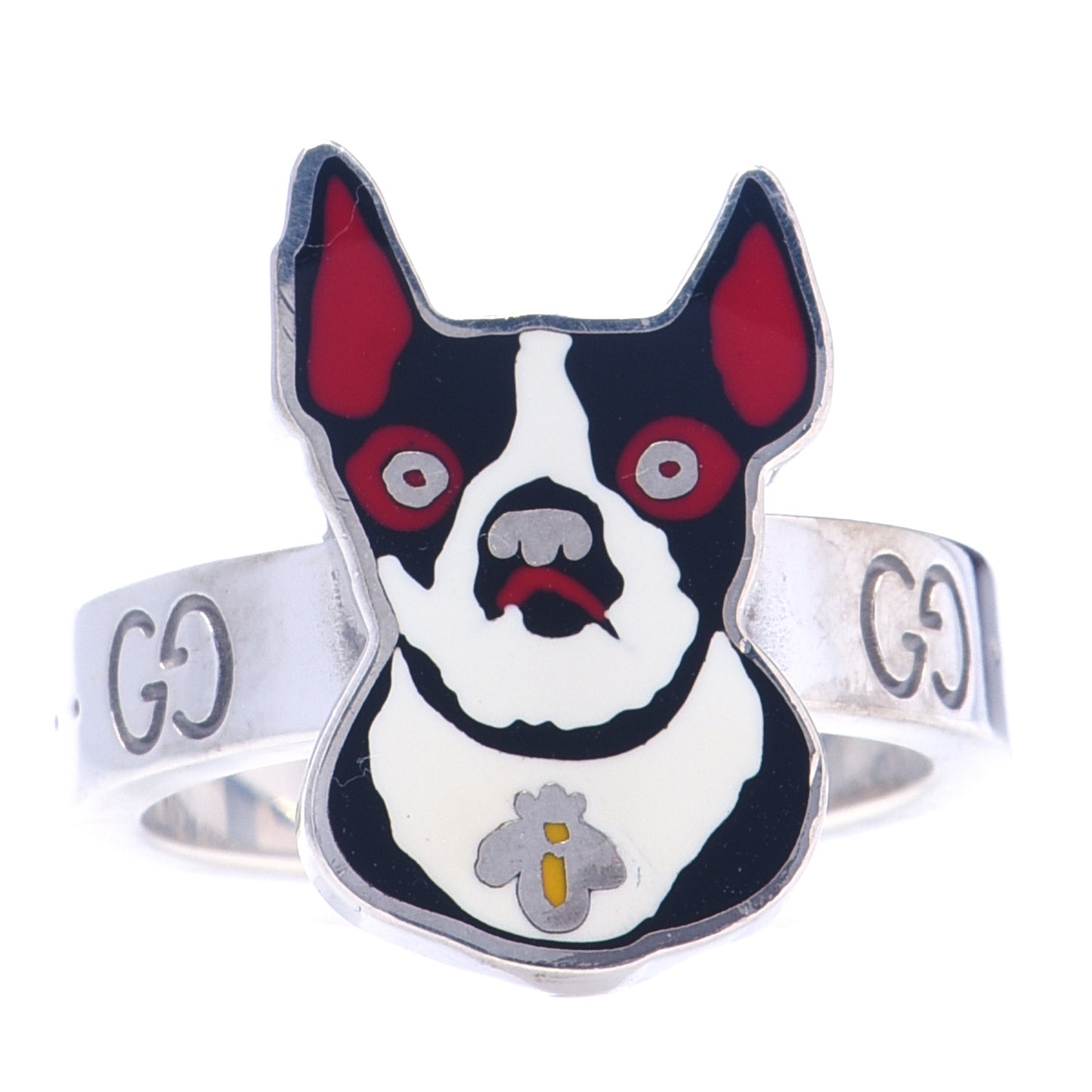 Sterling Silver Enamel Orso Ring 59 8.75