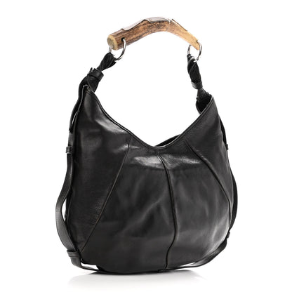 Saint Laurent Calfskin Horn Studded Logo Mombasa Hobo Black 2 of 9