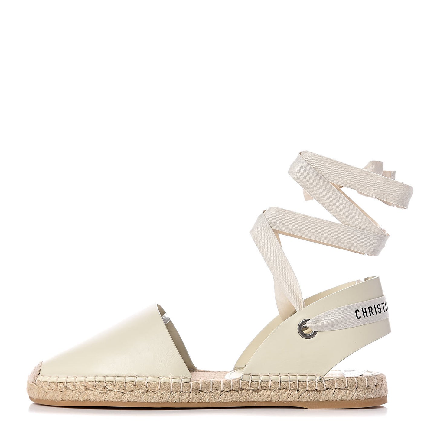 Calfskin Nicely-D Ankle Tie Espadrilles Flats 40.5 Off White