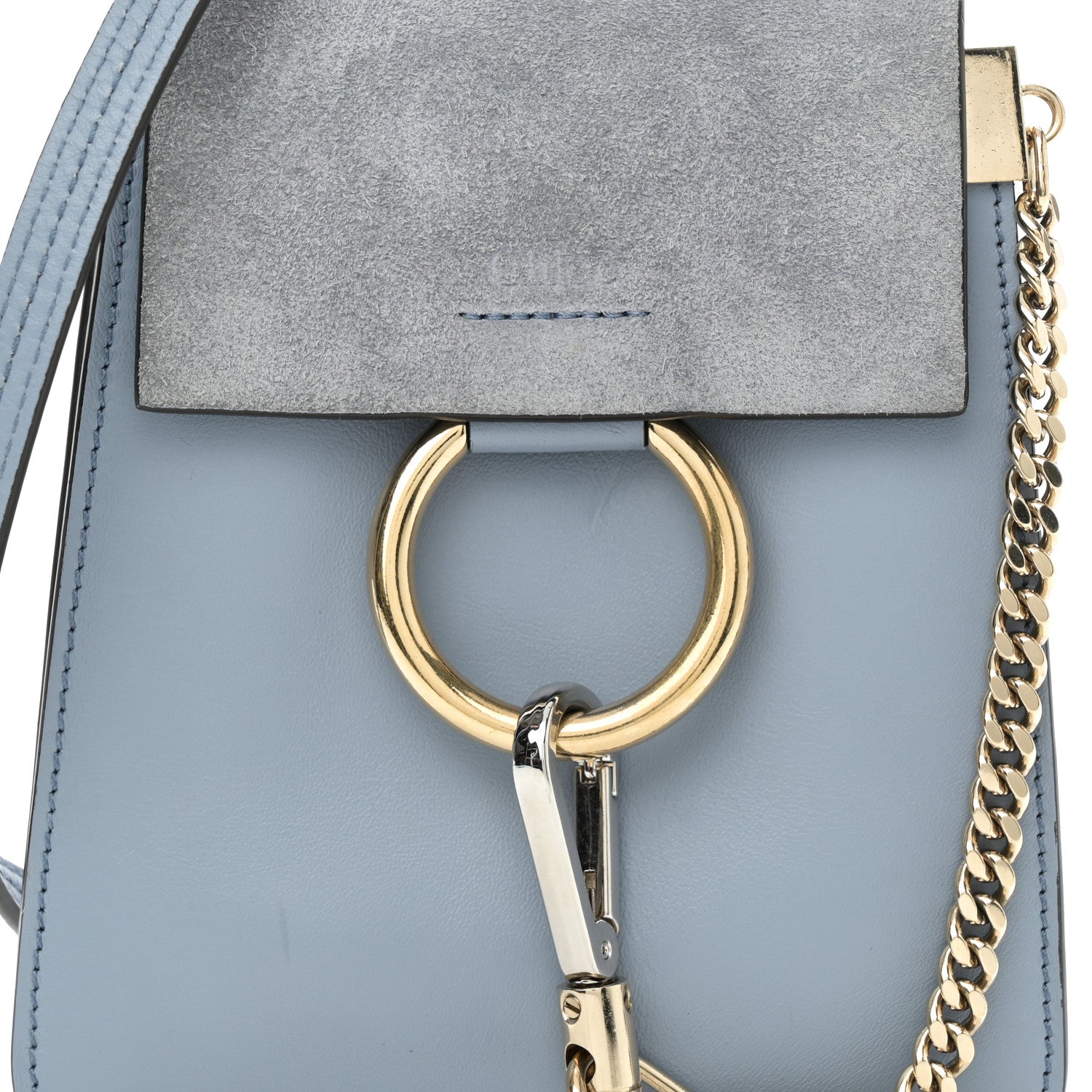 Chloe Suede Calfskin Mini Faye Bracelet Bag Washed Blue 7 of 9