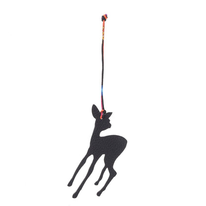Hermes Clemence Epsom Petit H Deer Bag Charm Black Rouge H 1 of 4