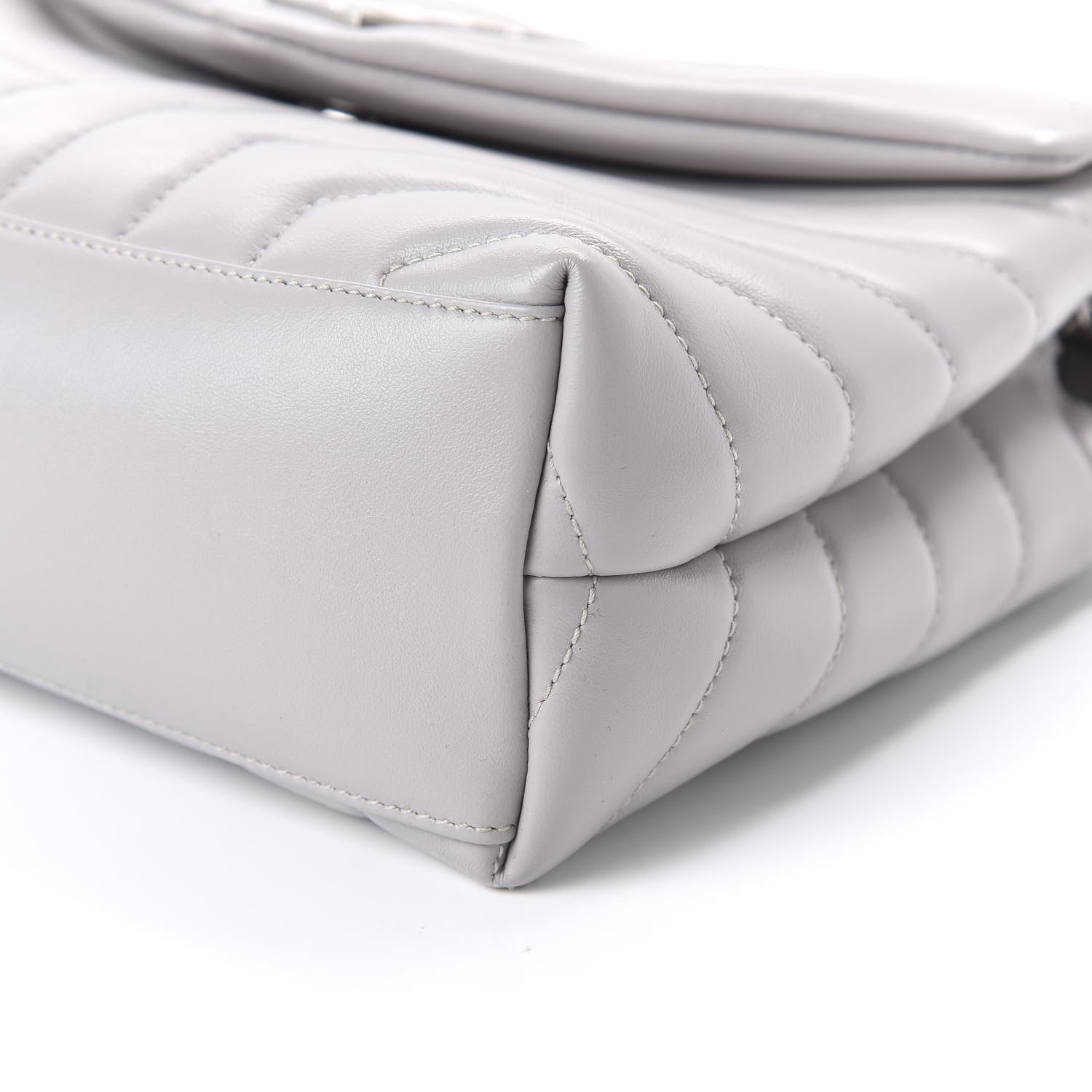 Saint Laurent Calfskin Y Quilted Monogram Small Loulou Chain Satchel Granite 7 of 9
