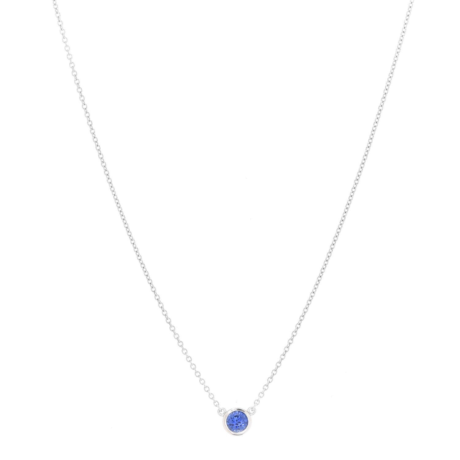Tiffany Platinum Blue Sapphire .40ct Color by the Yard Necklace 1 of 5