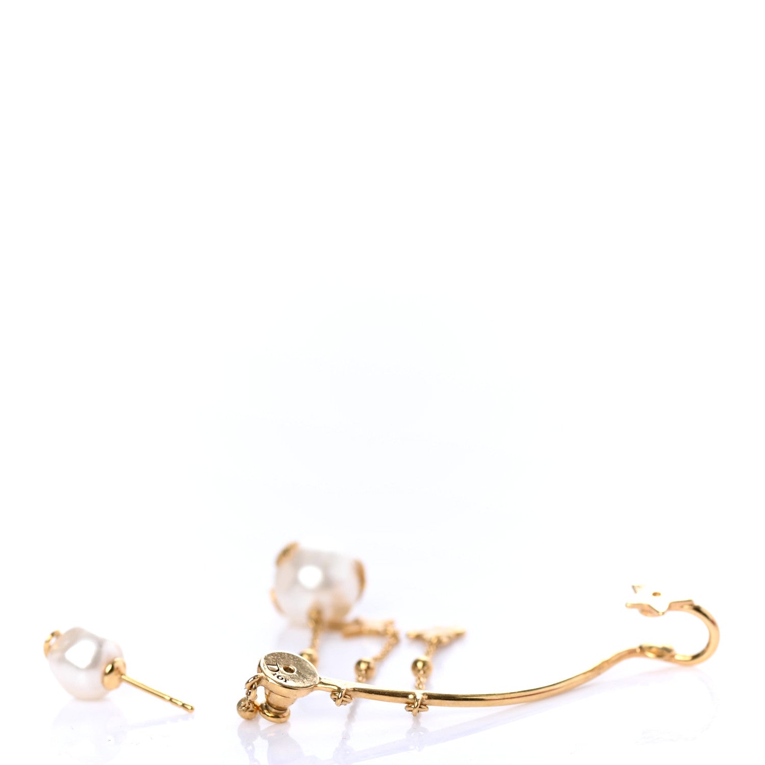 Christian Dior Pearl Shiny-D Earring Gold 3 of 4