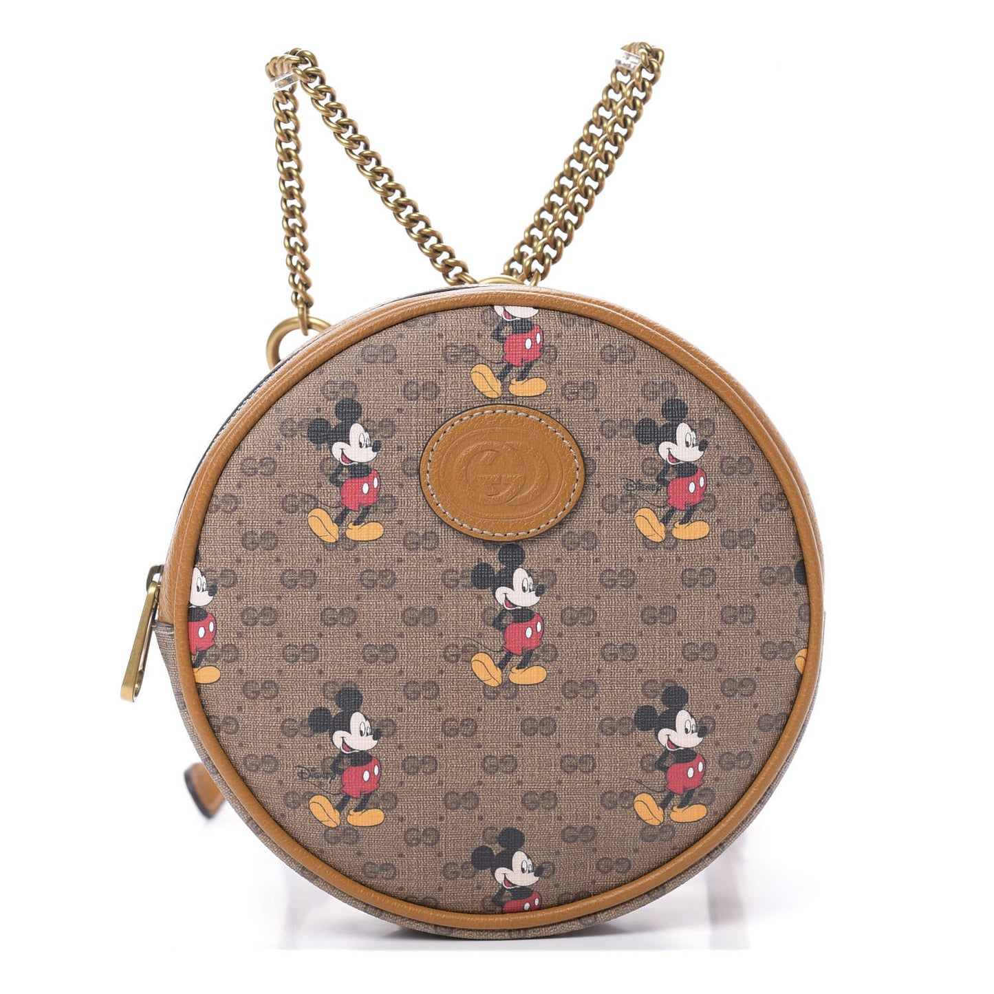 X DISNEY Mini Vintage GG Supreme Monogram Mickey Mouse Round Backpack Beige Vintage Sun Oil