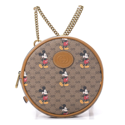 Gucci X DISNEY Mini Vintage GG Supreme Monogram Mickey Mouse Round Backpack Beige Vintage Sun Oil 1 of 10
