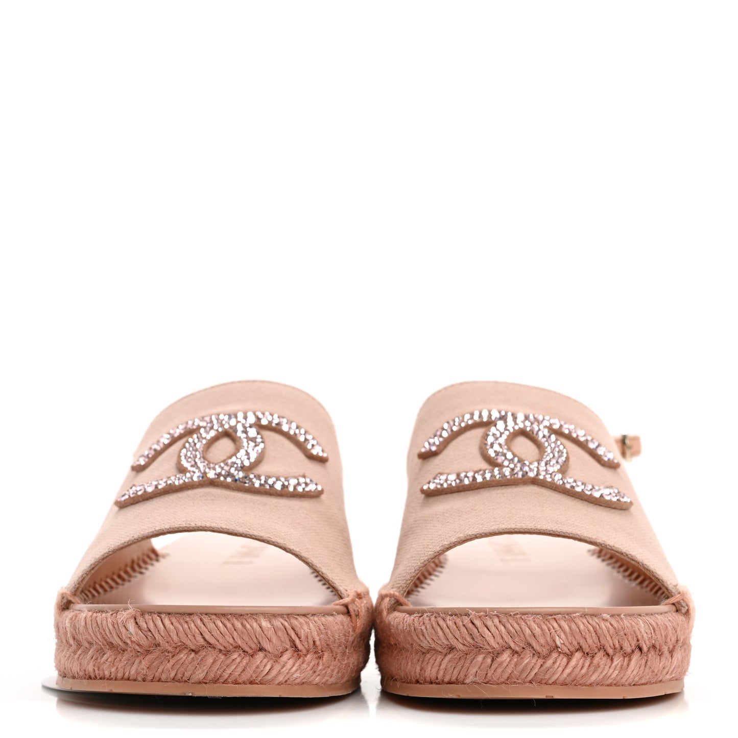 Canvas Strass CC Espadrille Slingback Sandals 39 Pink