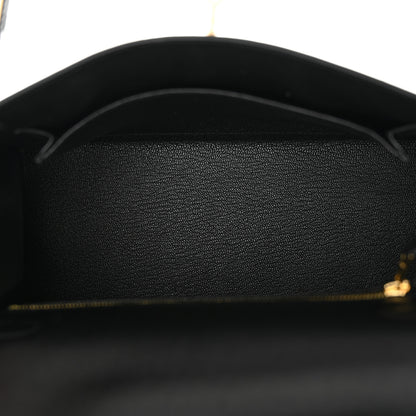 Hermes Madame Calfskin Shiny Niloticus Crocodile Kelly Sellier Touch 25 Black 4 of 11