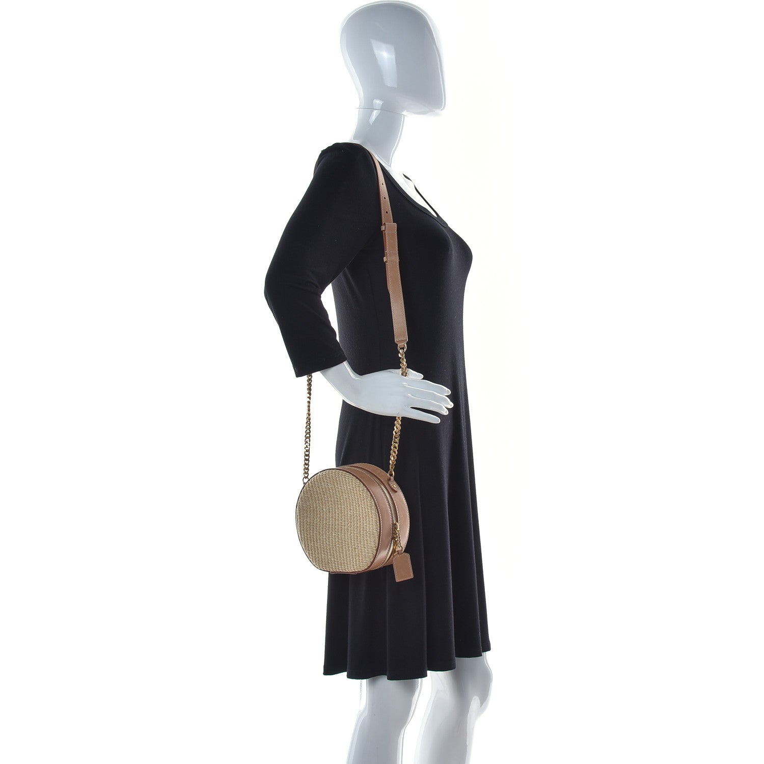 Saint Laurent Raffia Calfskin Small Mica Bag Natural Brown Gold 2 of 12