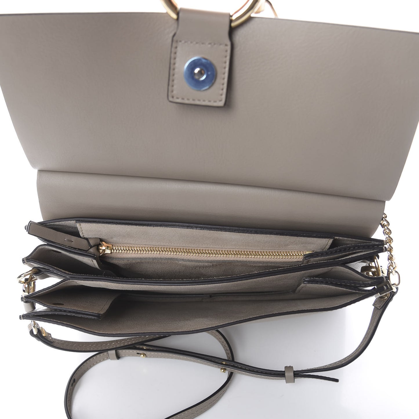 Calfskin Suede Medium Faye Shoulder Bag Motty Grey