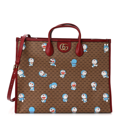 Gucci X DORAEMON Mini Vintage GG Supreme Monogram Large Tote Bag Beige Cherry Red 1 of 10