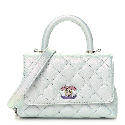 Chanel Iridescent Caviar Quilted Extra Mini Coco Handle Flap Light Blue 1 of 11