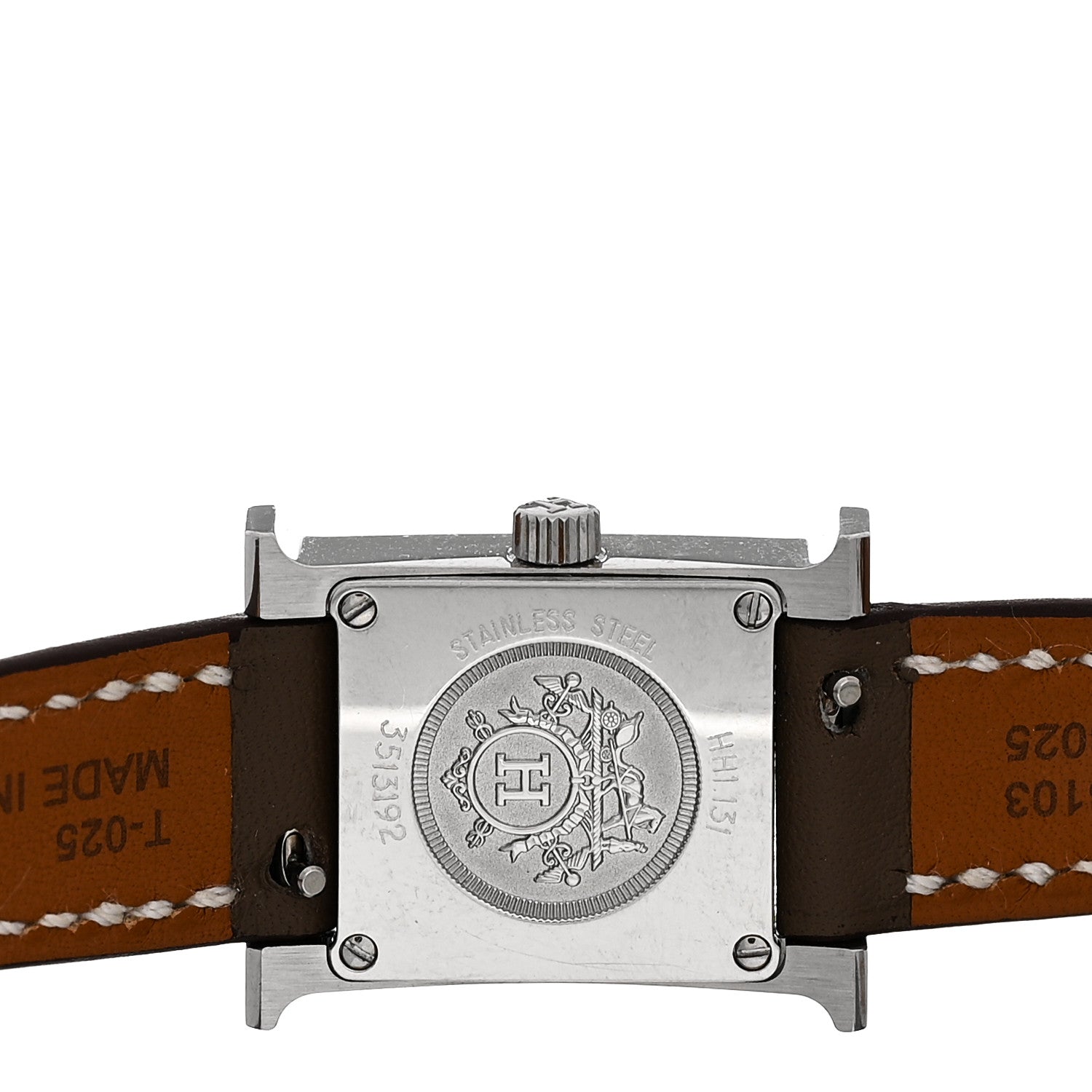 Hermes Stainless Steel Swift Diamond Bezel Mother of Pearl 17.2mm Heure H Hour Quartz Watch Etoupe 4 of 5