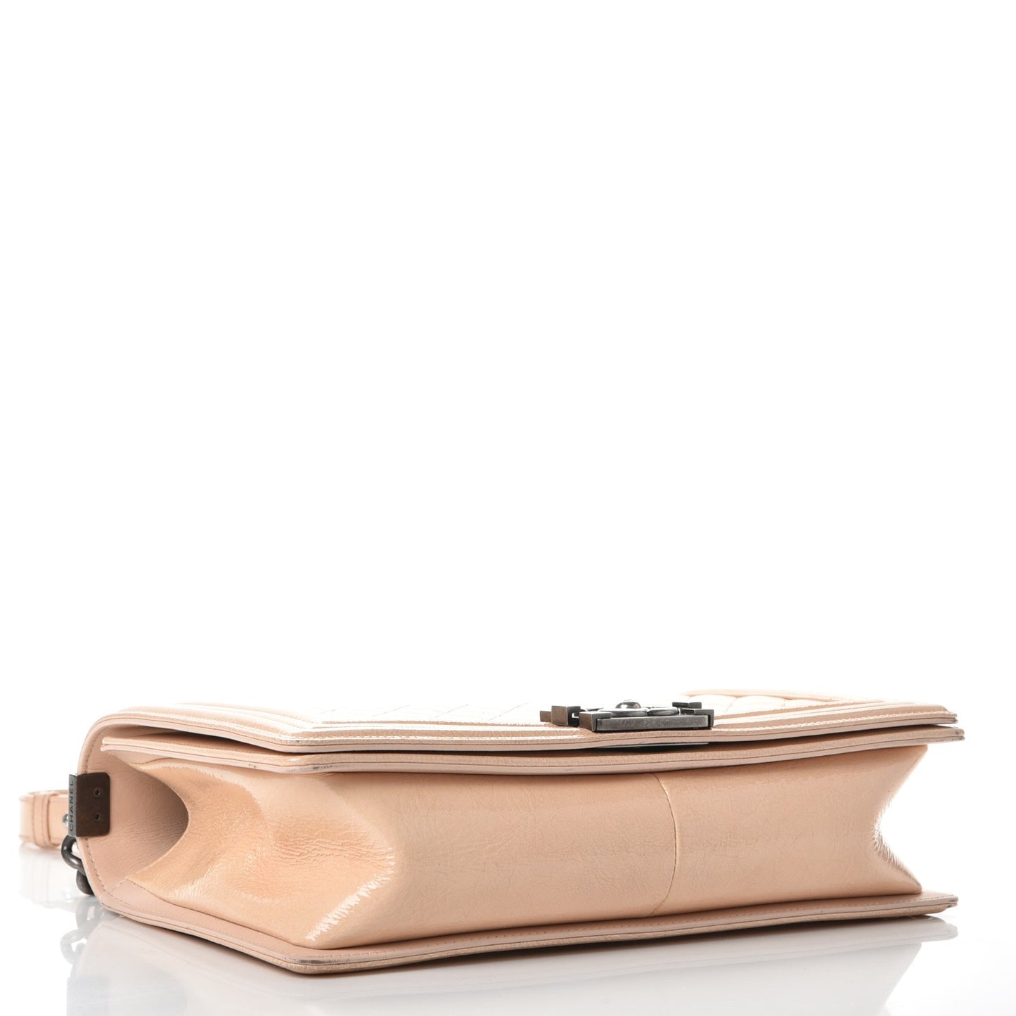 Patent Goatskin Quilted New Medium Boy Flap Beige Clair