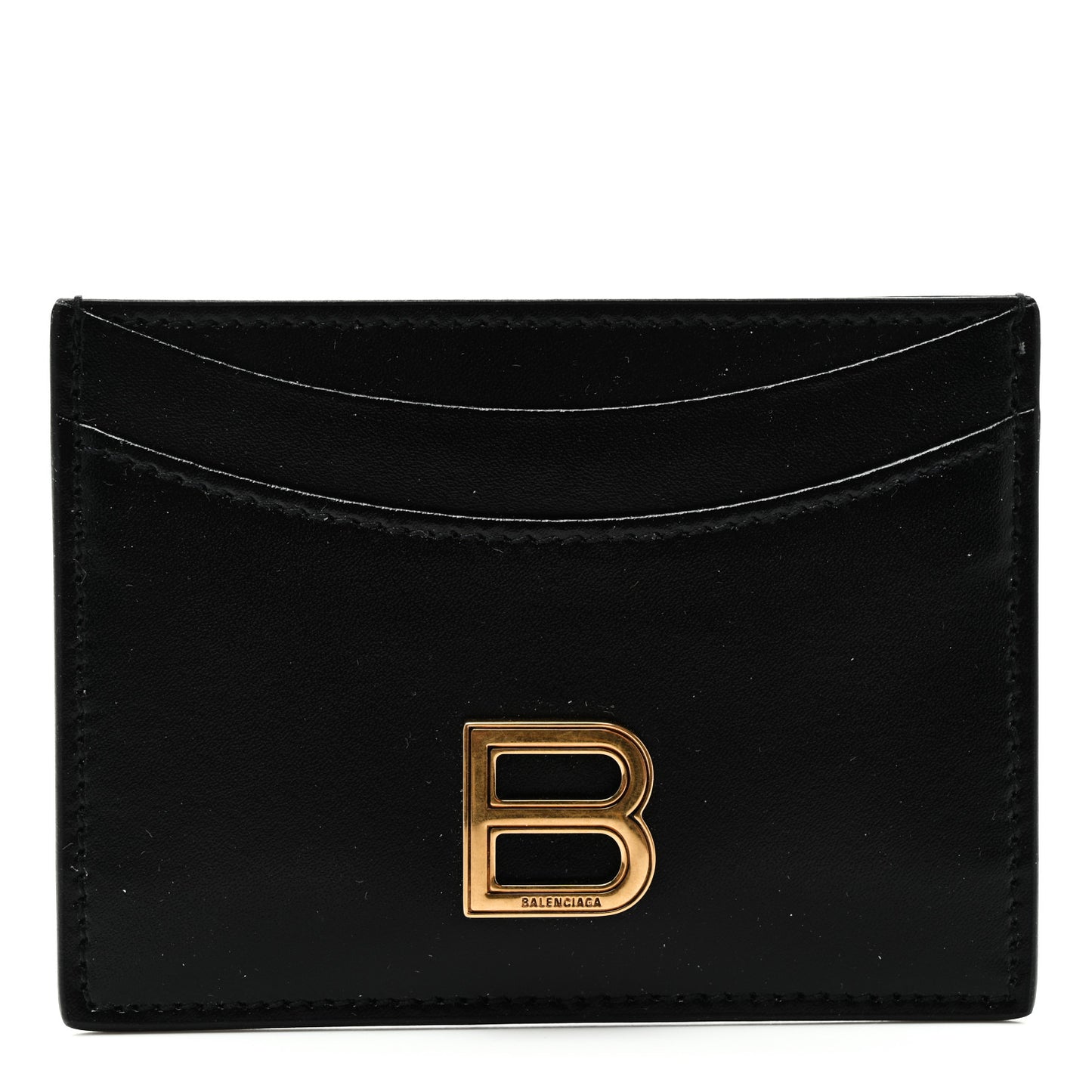 Calfskin Hourglass Card Holder Black