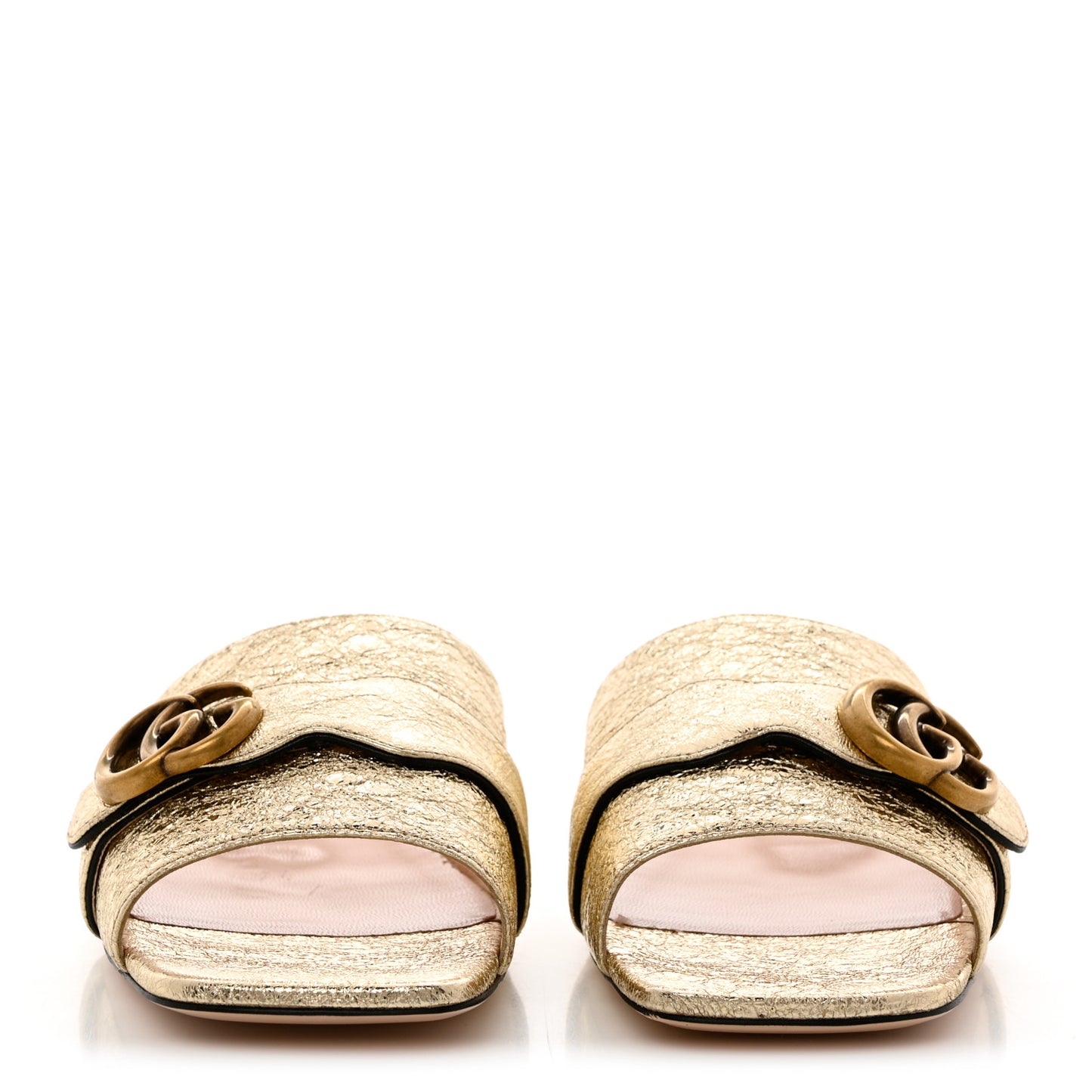 Galassia GG Marmont Flat Slide Sandals 41 Platino