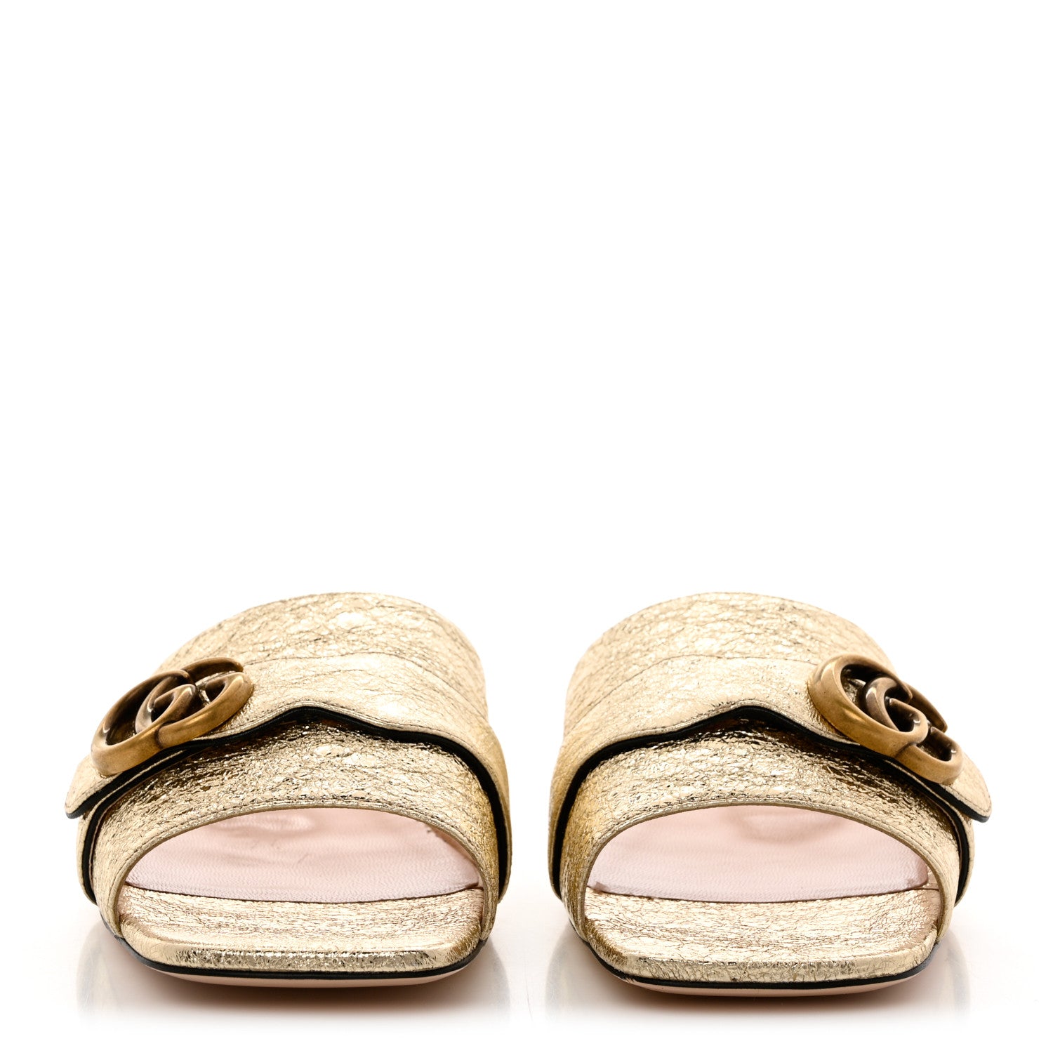 Gucci Galassia GG Marmont Flat Slide Sandals 41 Platino 2 of 9