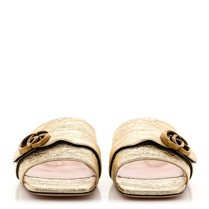 Gucci Galassia GG Marmont Flat Slide Sandals 41 Platino 2 of 9