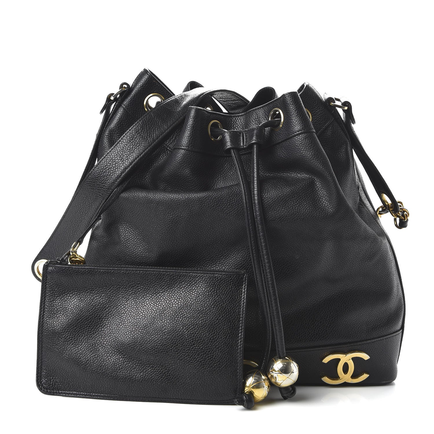 Chanel Caviar CC Drawstring Shoulder Bag Black 10 of 10