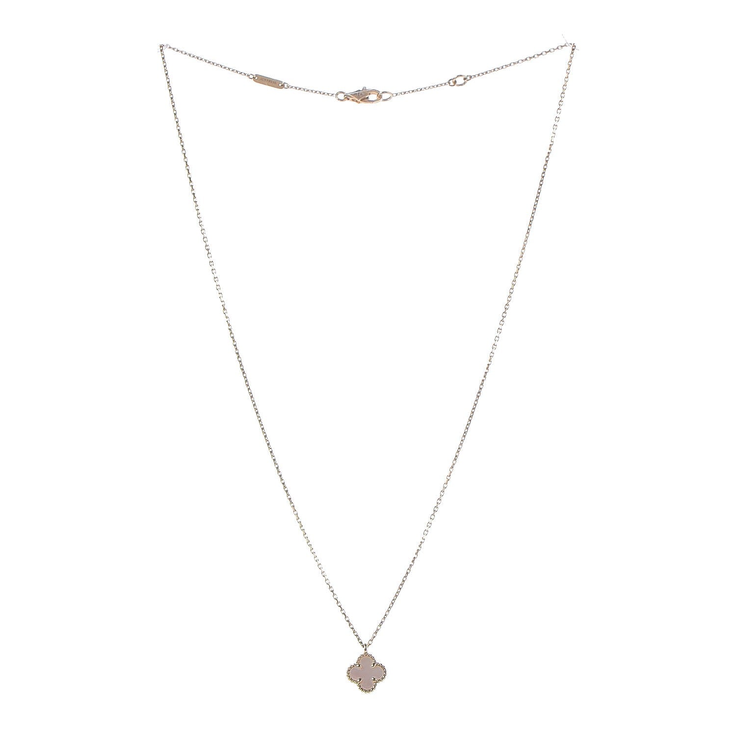 Van Cleef & Arpels 18K Yellow Gold Mother of Pearl Sweet Alhambra Pendant Necklace 3 of 8