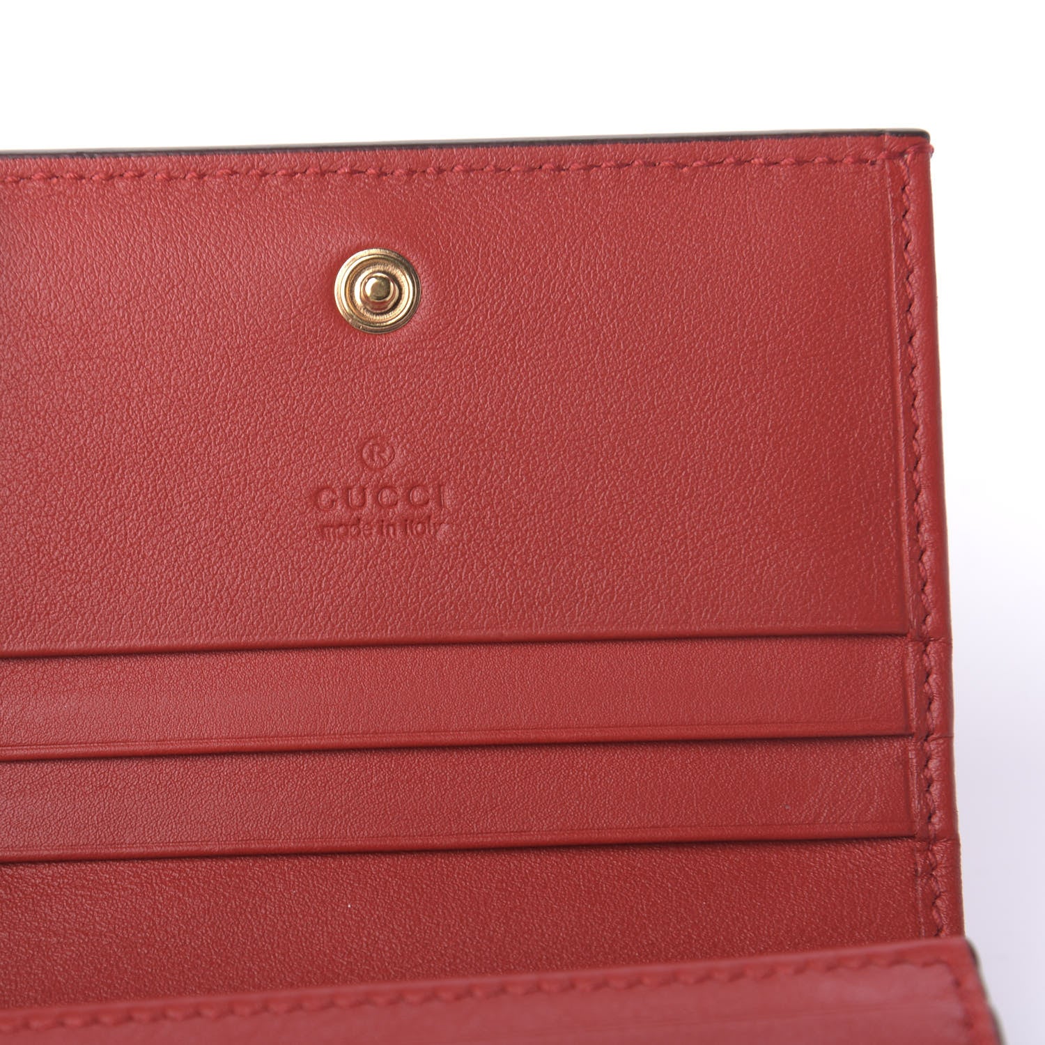 Gucci GG Supreme Monogram Apple Card Case Wallet Beige Multicolor Lobster Red 6 of 7