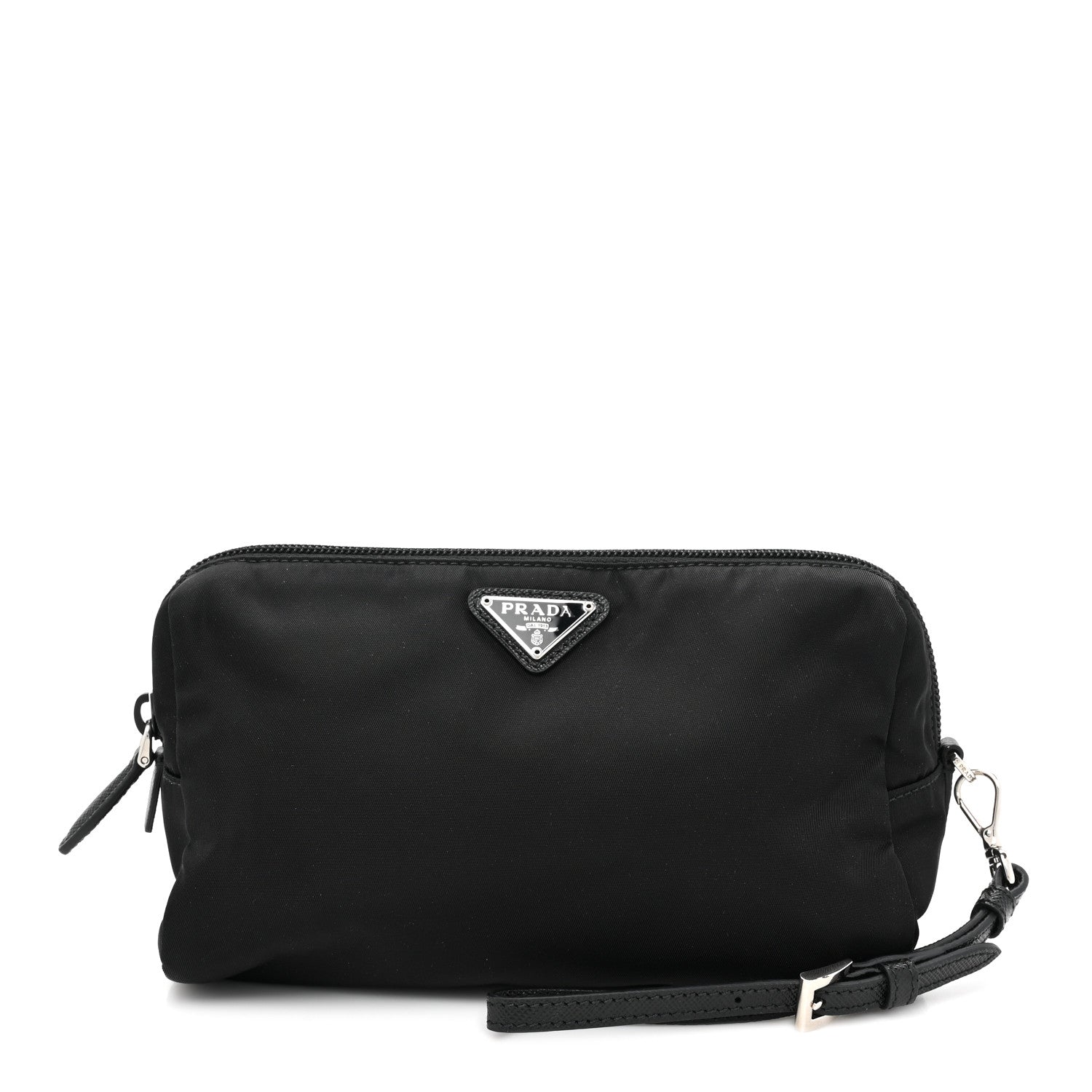 Prada Tessuto Nylon Saffiano Wristlet Black 1 of 8