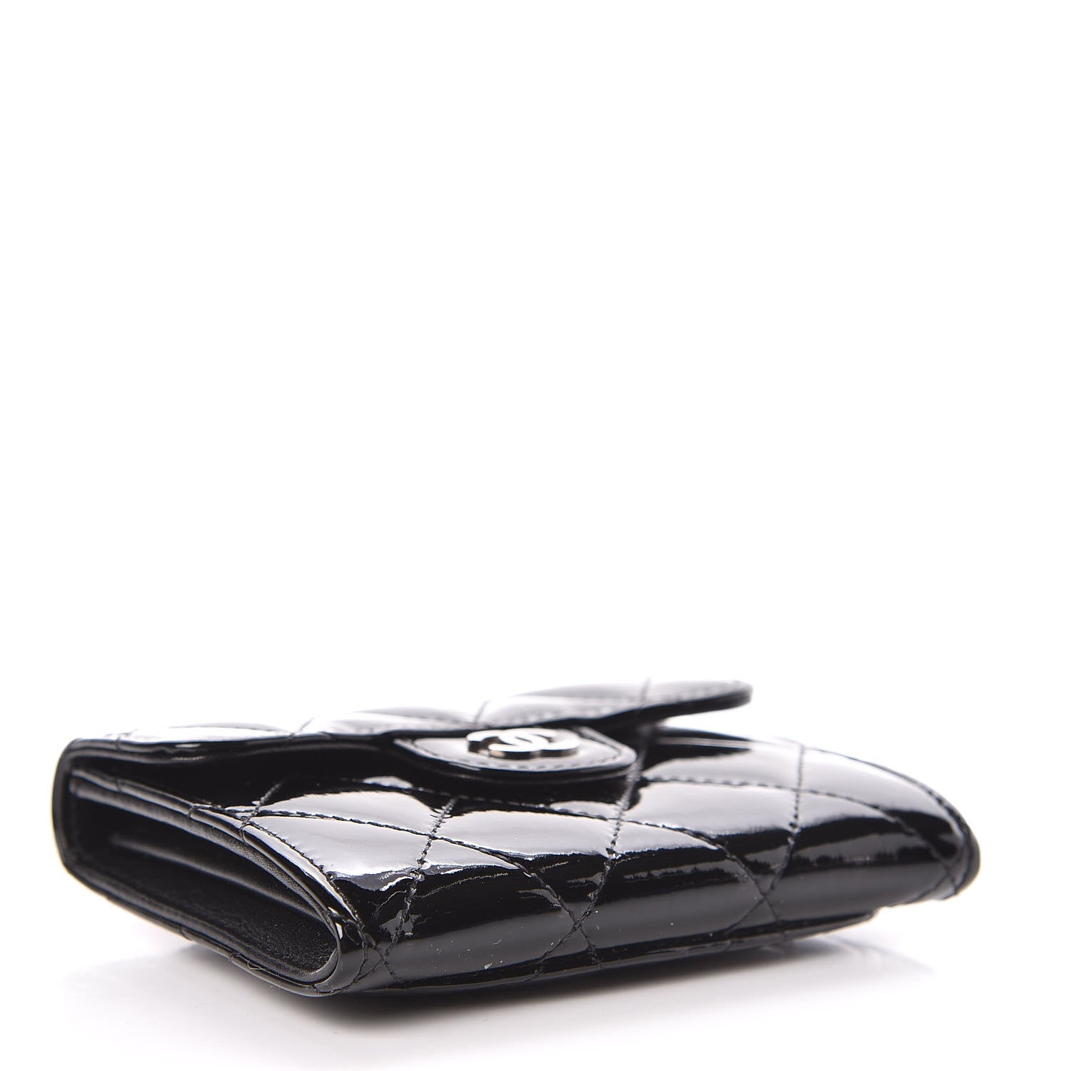 Chanel Patent Quilted Flap Card Holder Wallet Black 4 of 8