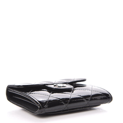 Chanel Patent Quilted Flap Card Holder Wallet Black 4 of 8