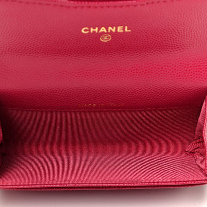 Chanel Caviar Quilted Flap Card Holder Wallet Dark Pink 5 of 8