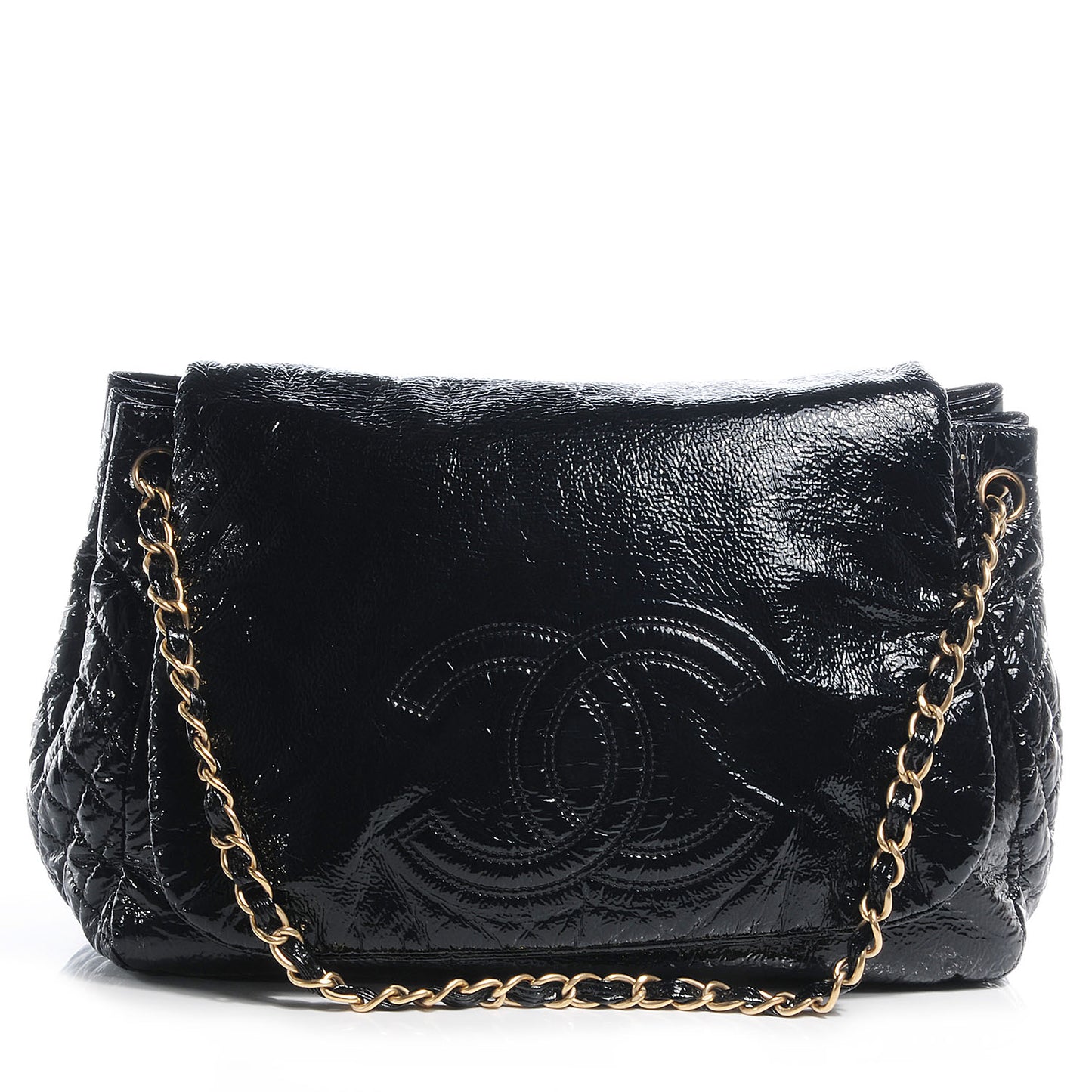 Patent Large Rock and Chain Flap Black