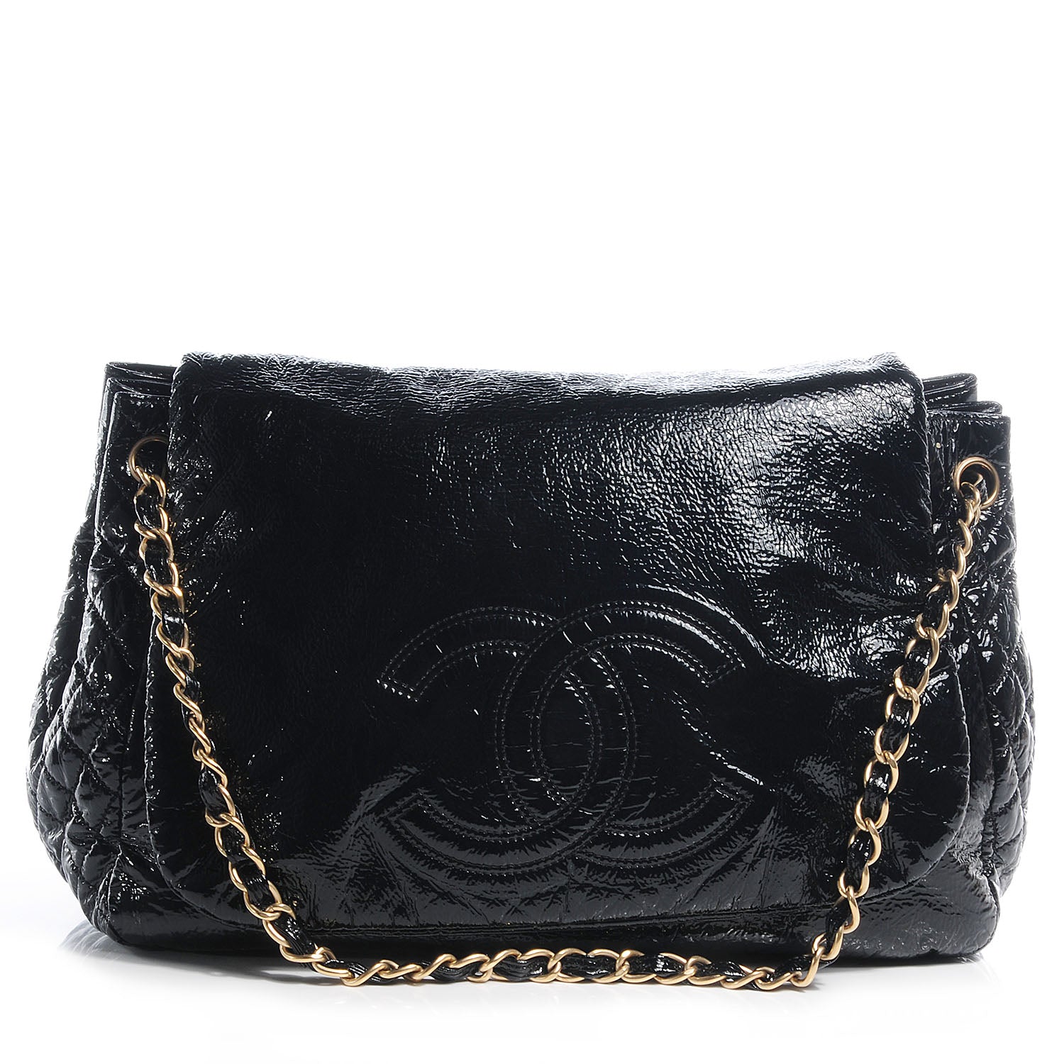 Chanel Patent Large Rock and Chain Flap Black 1 of 7
