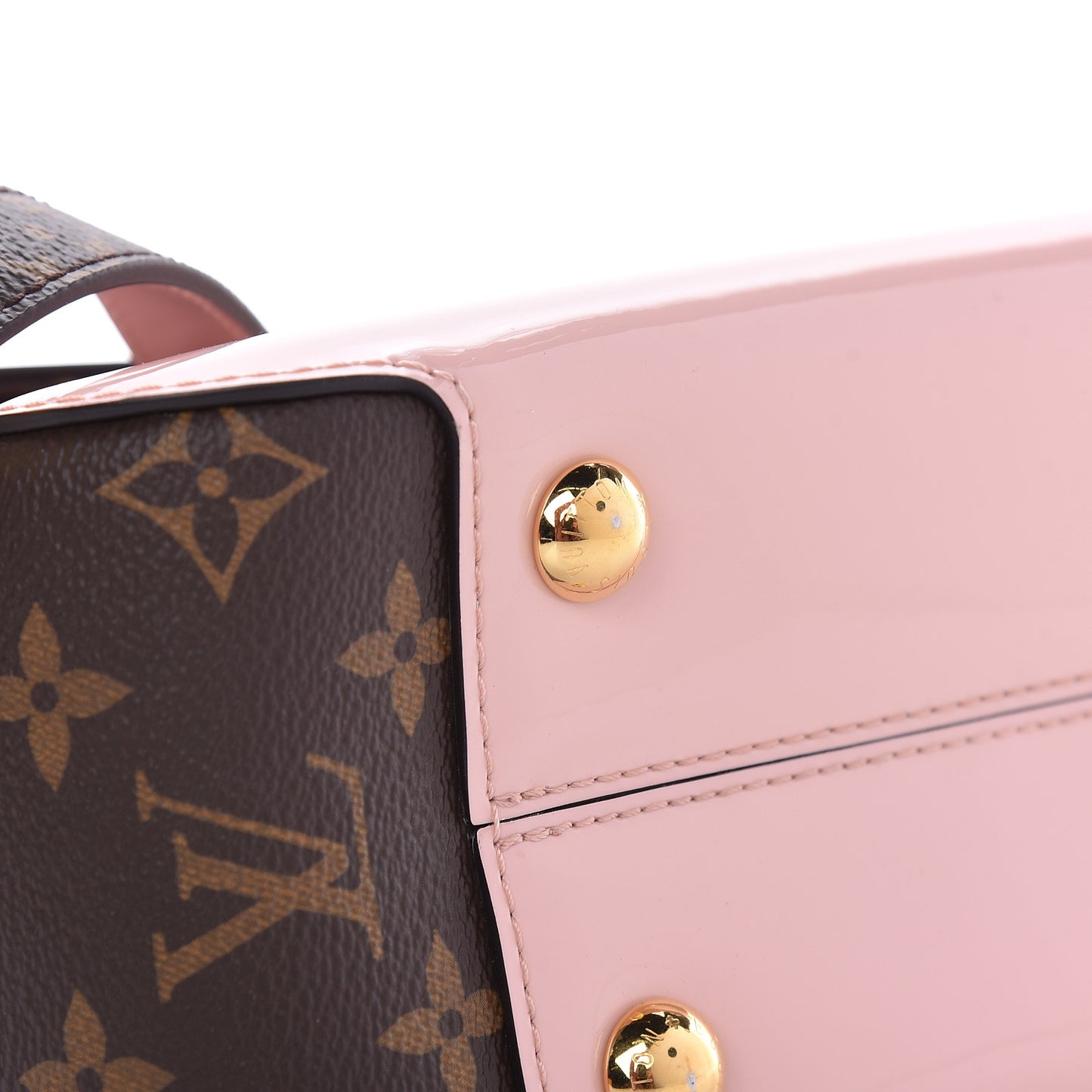 Patent Calfskin Monogram Cherrywood PM Rose Ballerine