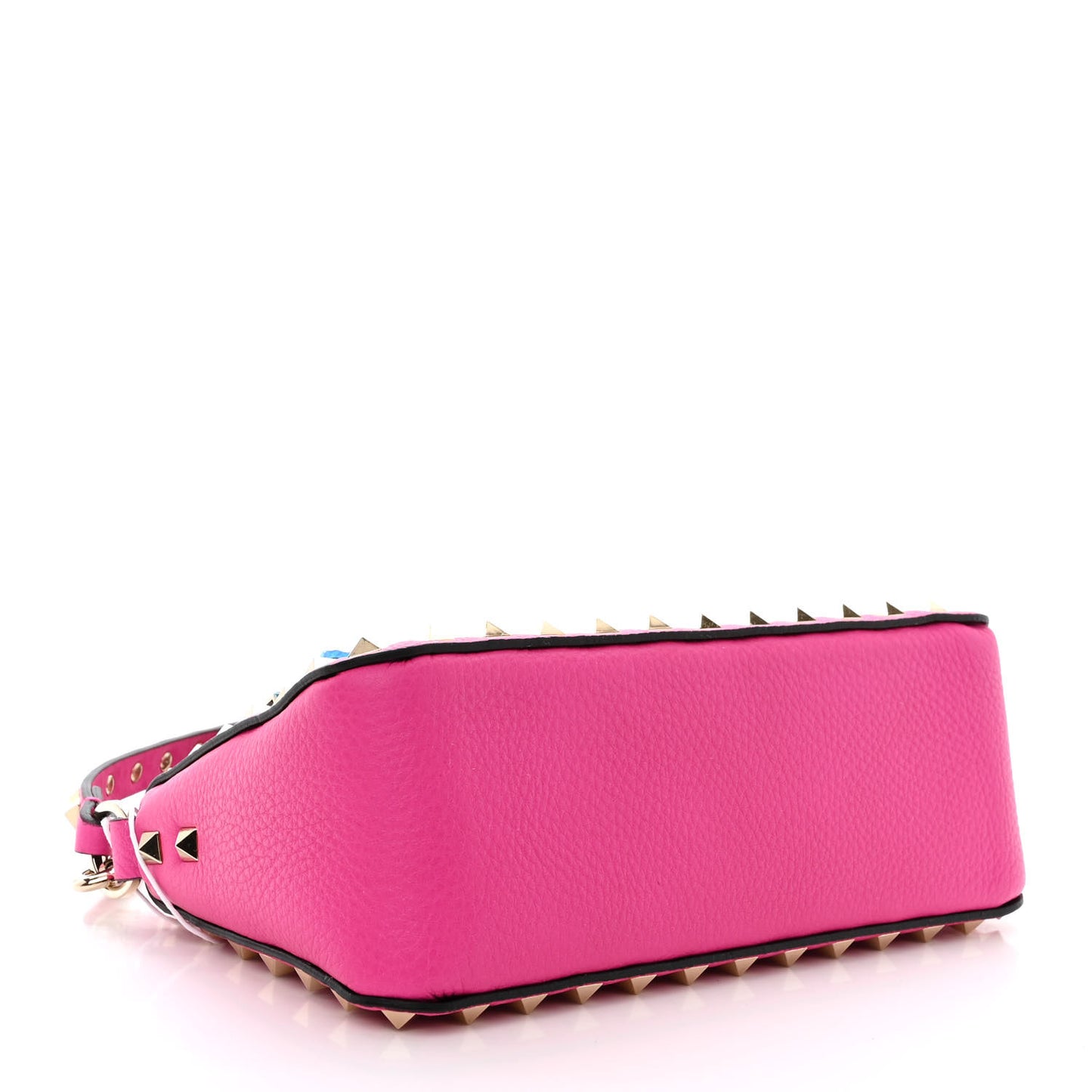 Pebbled Calfskin Small Rockstud Flip Lock Shoulder Bag Pink PP