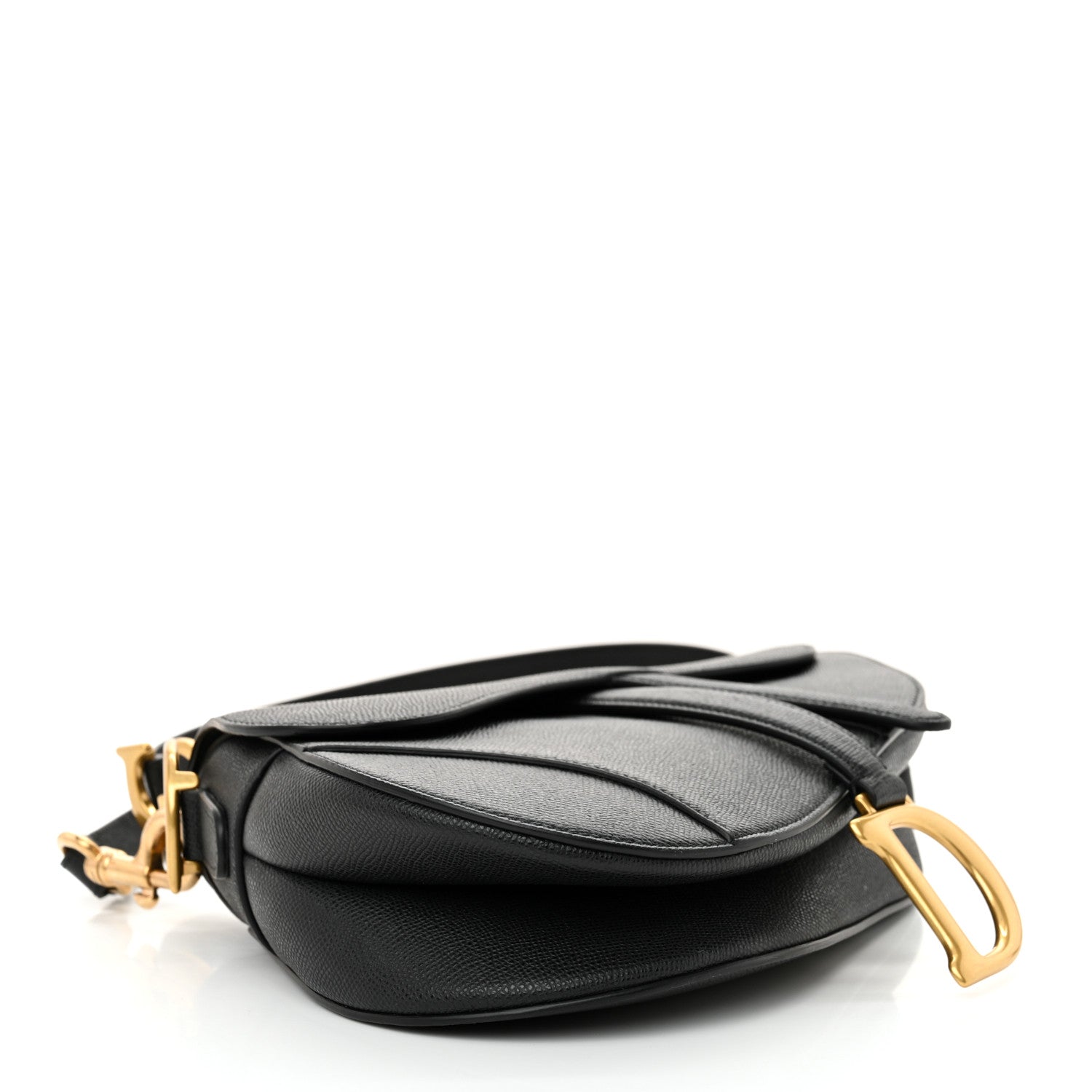 Christian Dior Grained Calfskin Saddle Bag With Strap Black 4 of 14
